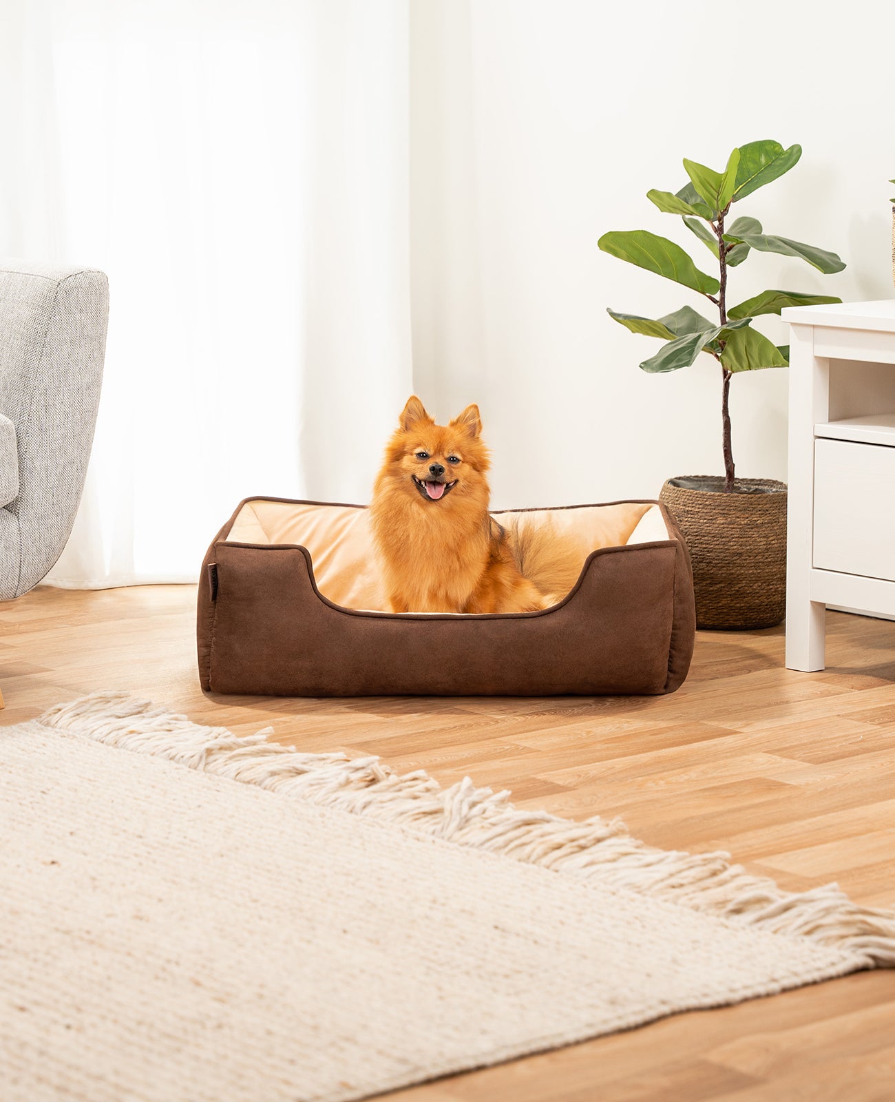 Cama para perros 2 en 1 con aspecto de ante