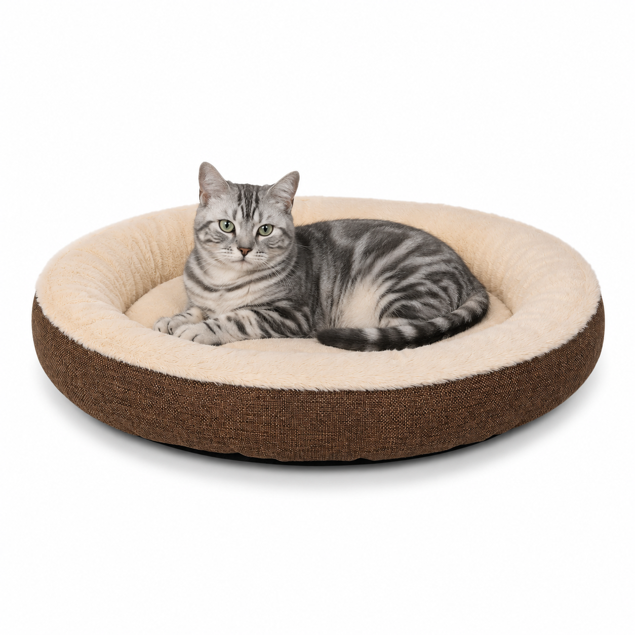 Cama para gatos con forma de donut de felpa