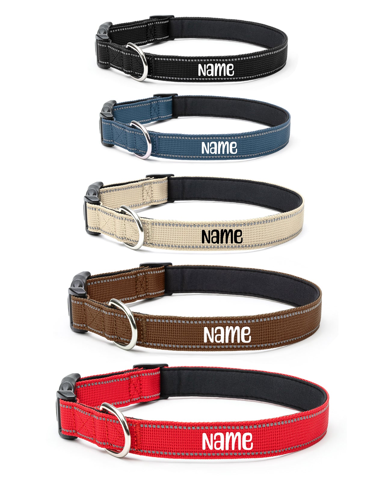 lionto Collar reflectante para perro de nylon acolchado, varias tallas y colores