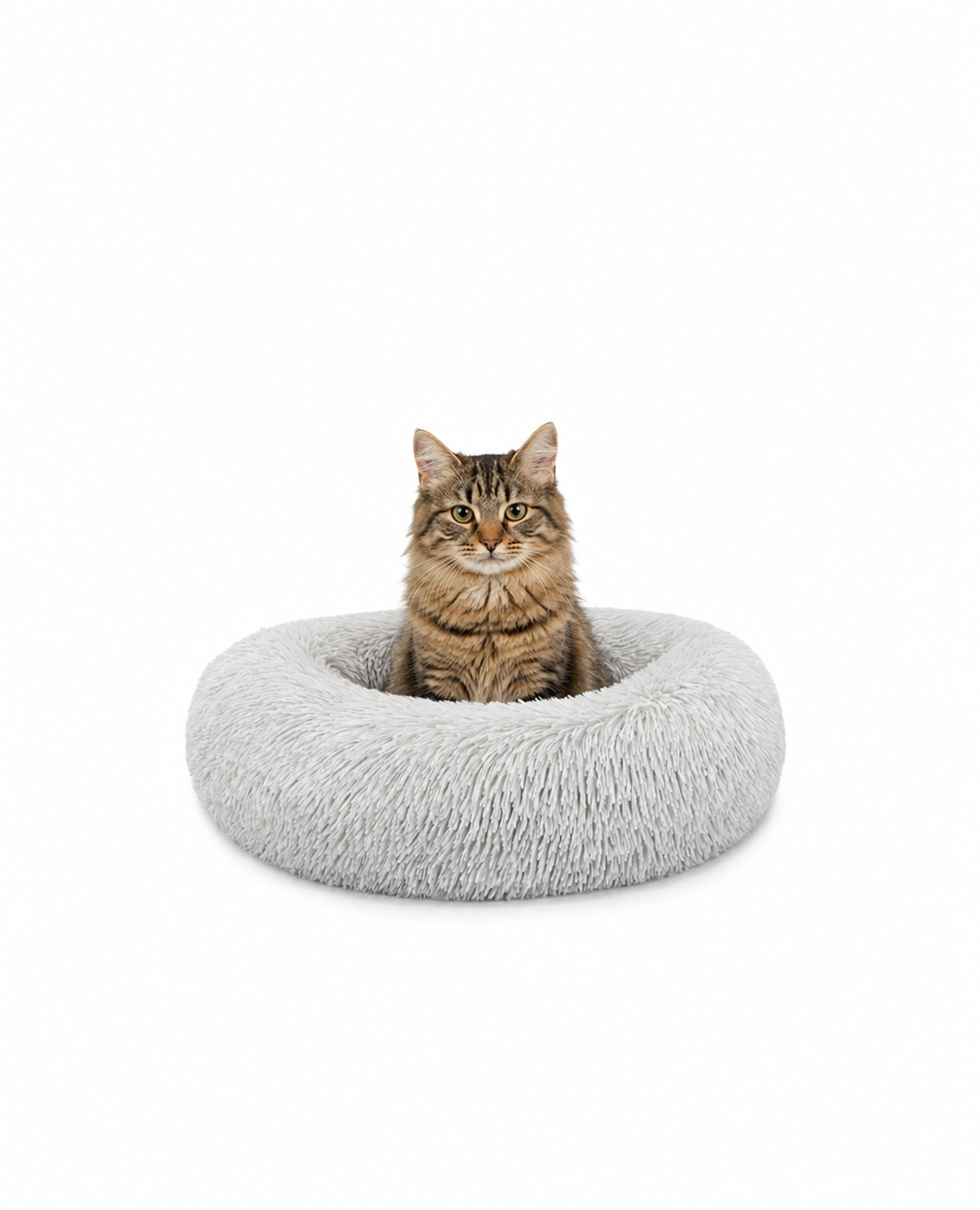 Cama para gatos redonda de felpa con forma de donut