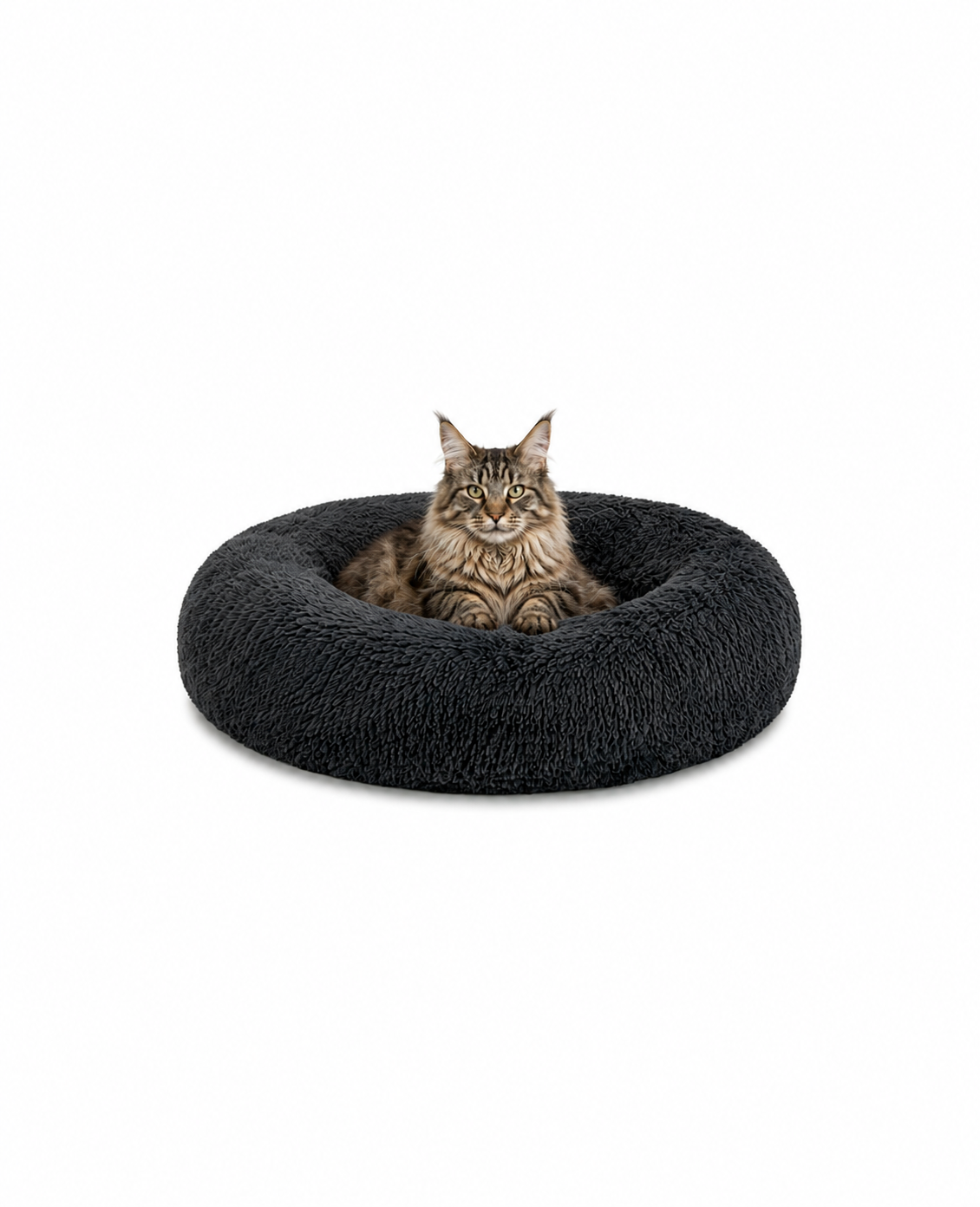 Cama para gatos redonda de felpa con forma de donut
