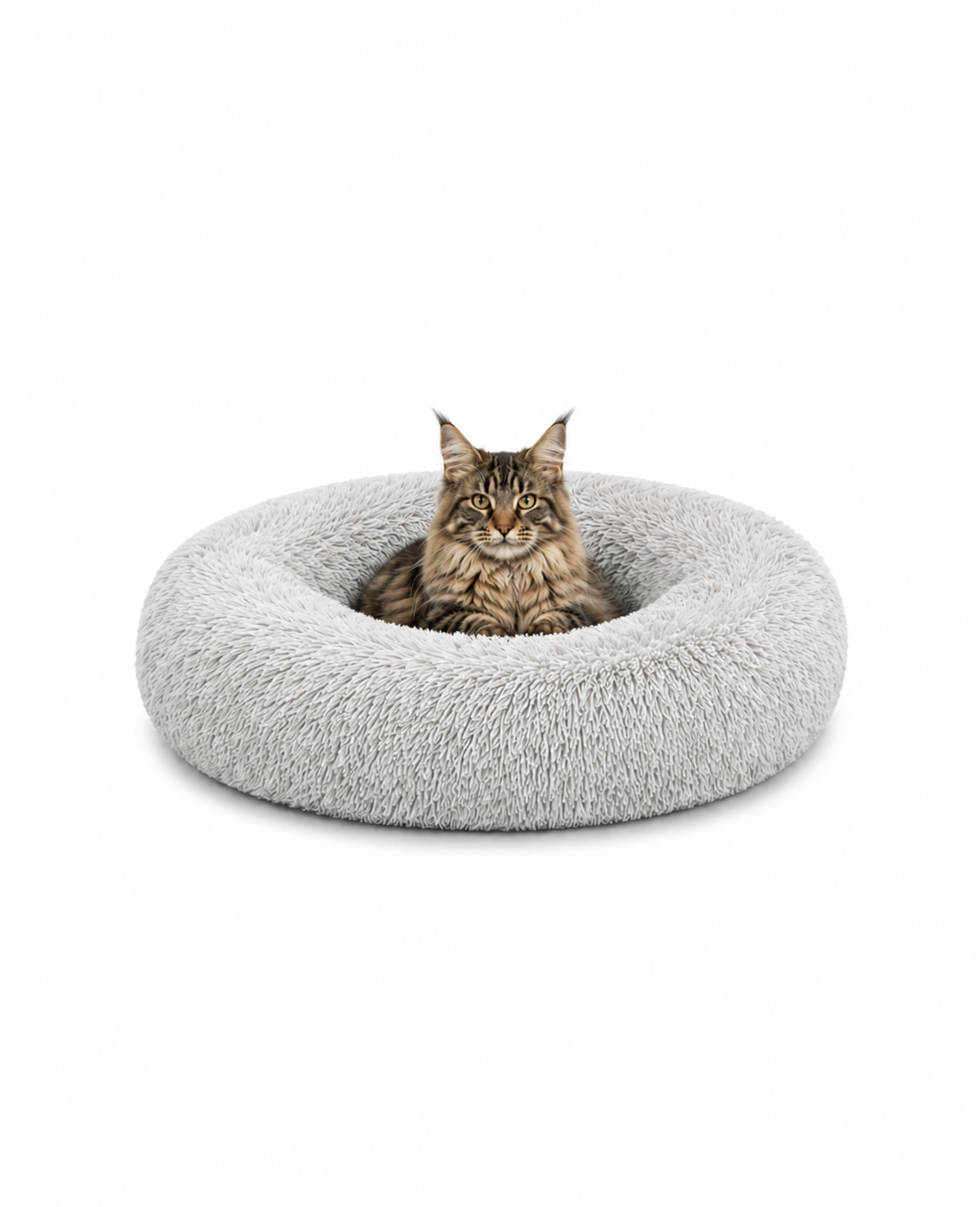 Cama para gatos redonda de felpa con forma de donut