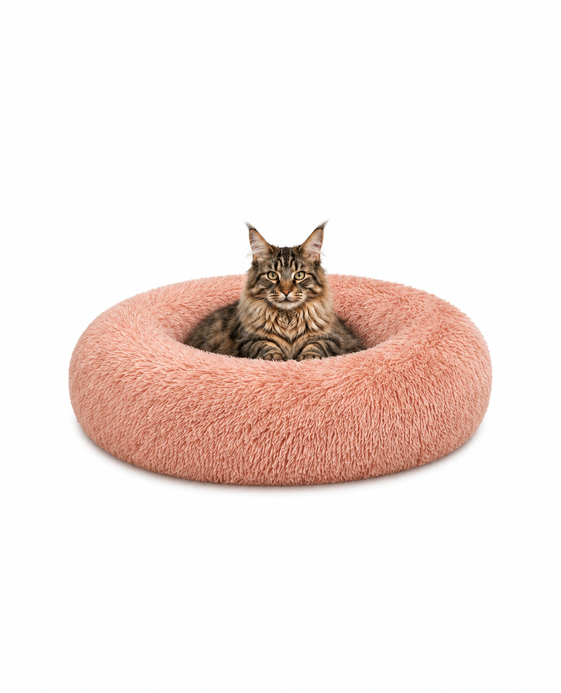 Cama para gatos redonda de felpa con forma de donut