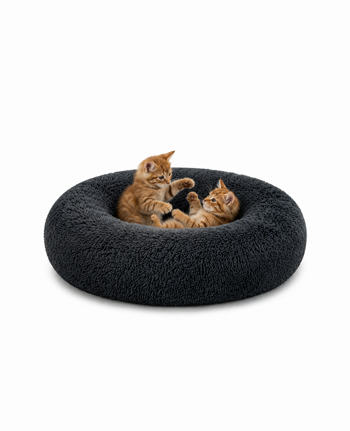 Cama para gatos redonda de felpa con forma de donut