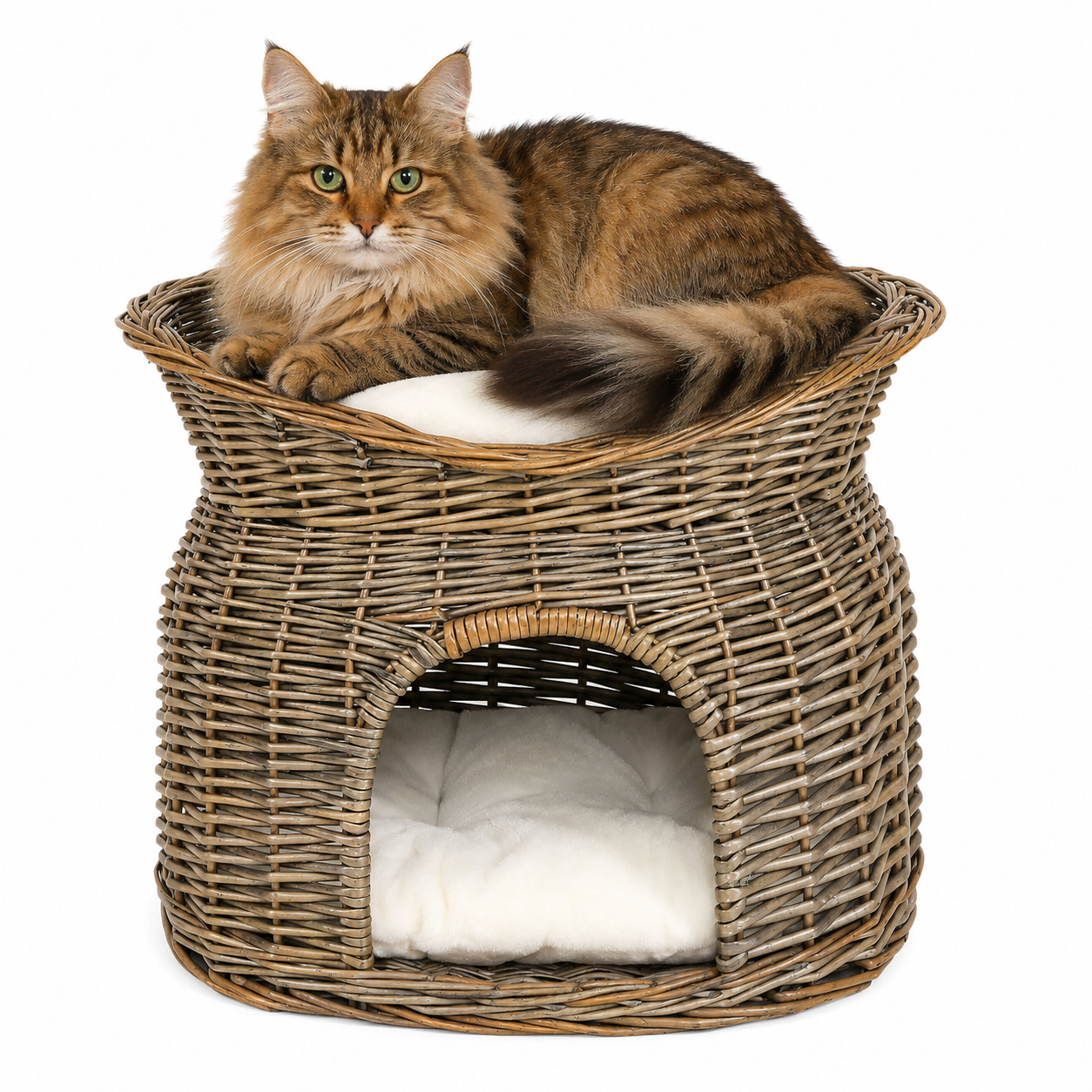 Cesta de mimbre para gatos