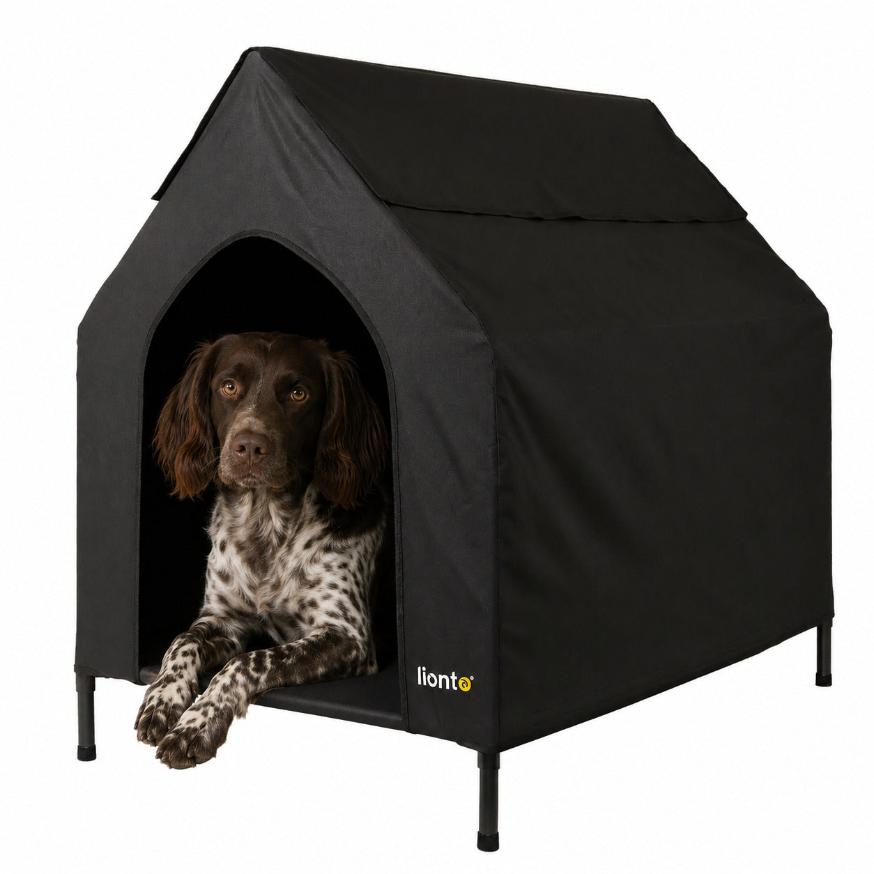 Cama elevada para perros con techo