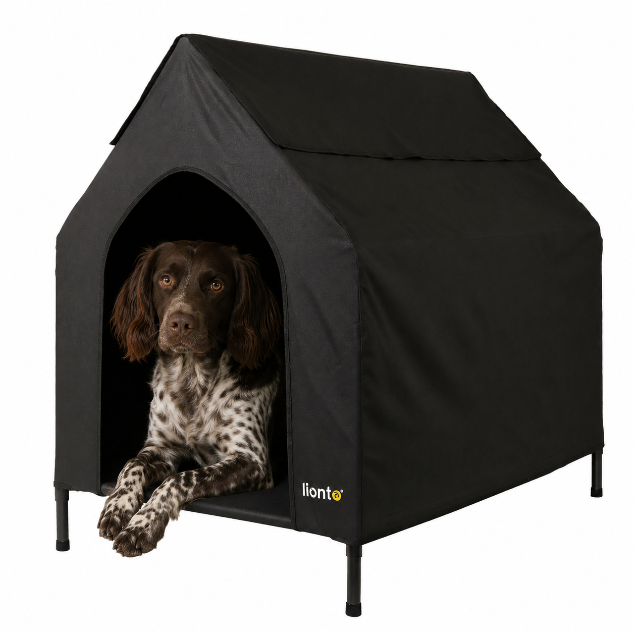 Cama elevada para perros con techo