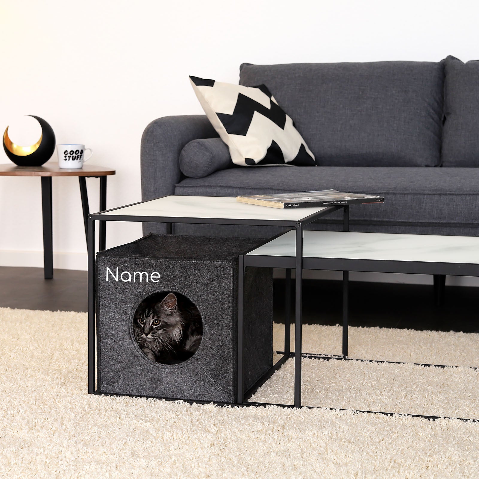 Cueva de gato de fieltro, personalizada