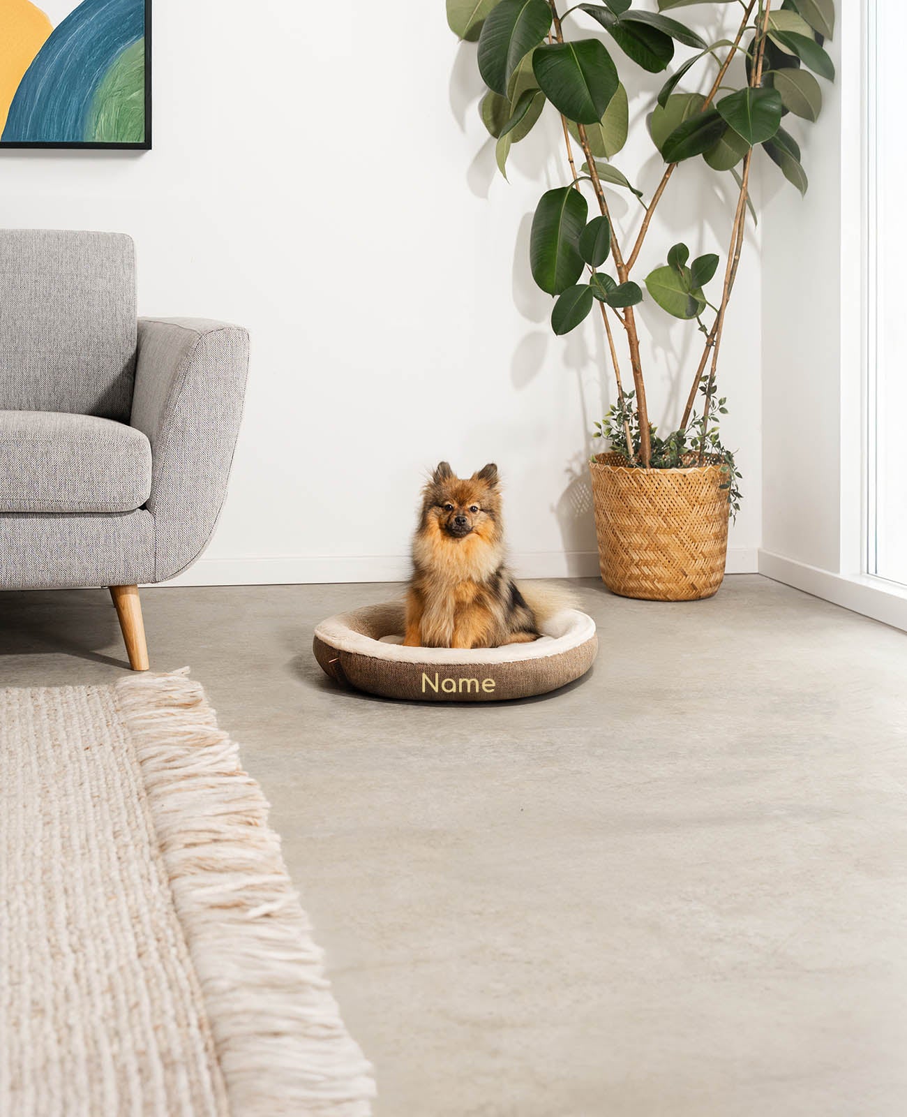 Cama redonda para mascotas, personalizada