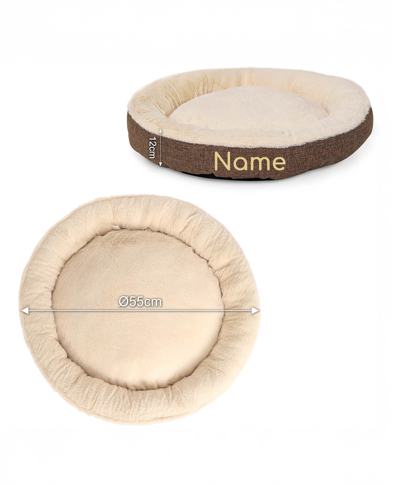 Cama redonda para mascotas, personalizada