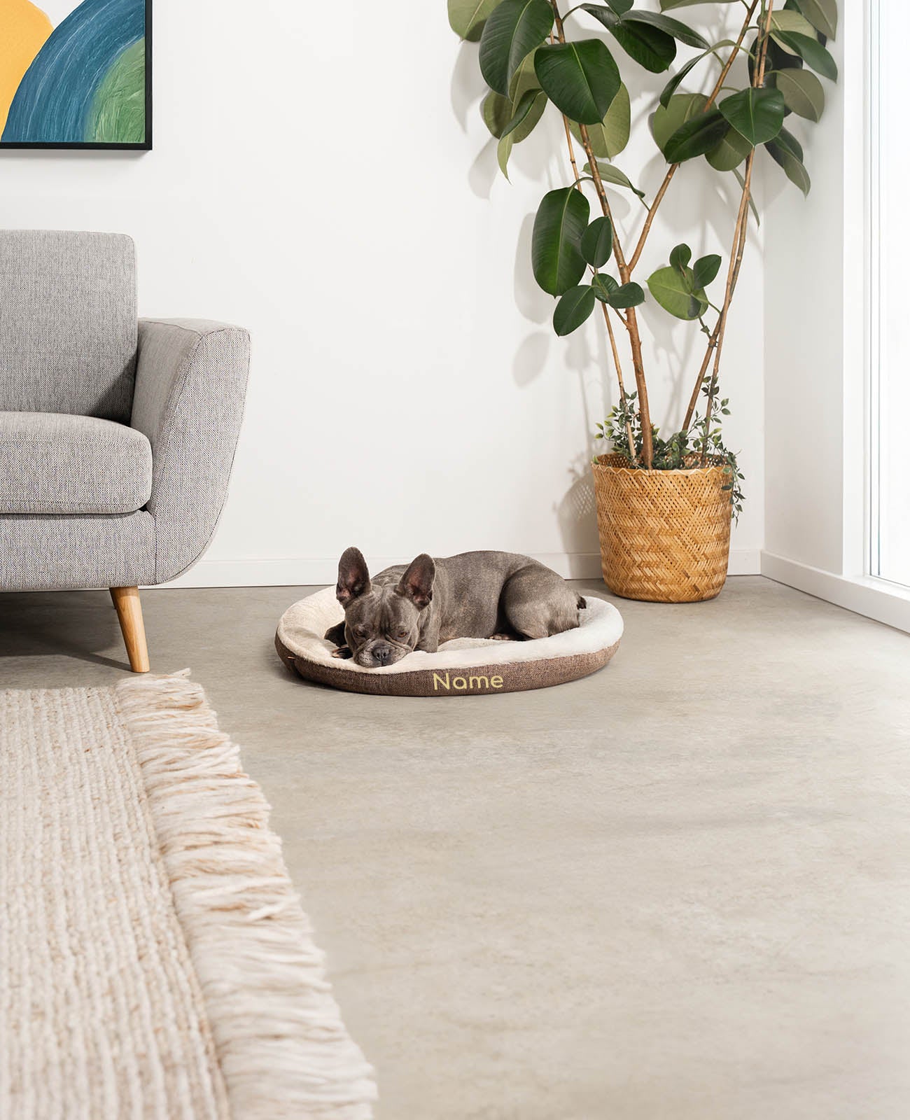 Cama redonda para mascotas, personalizada