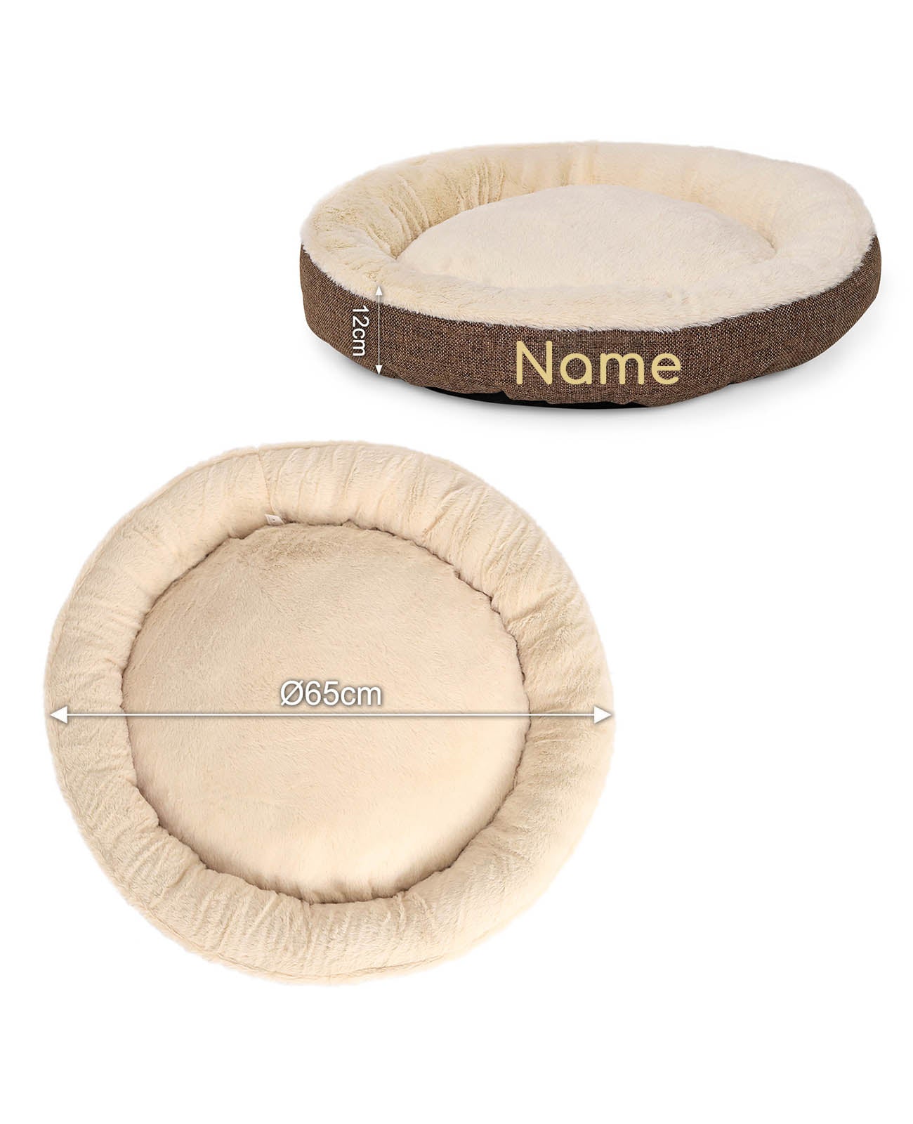 Cama redonda para mascotas, personalizada