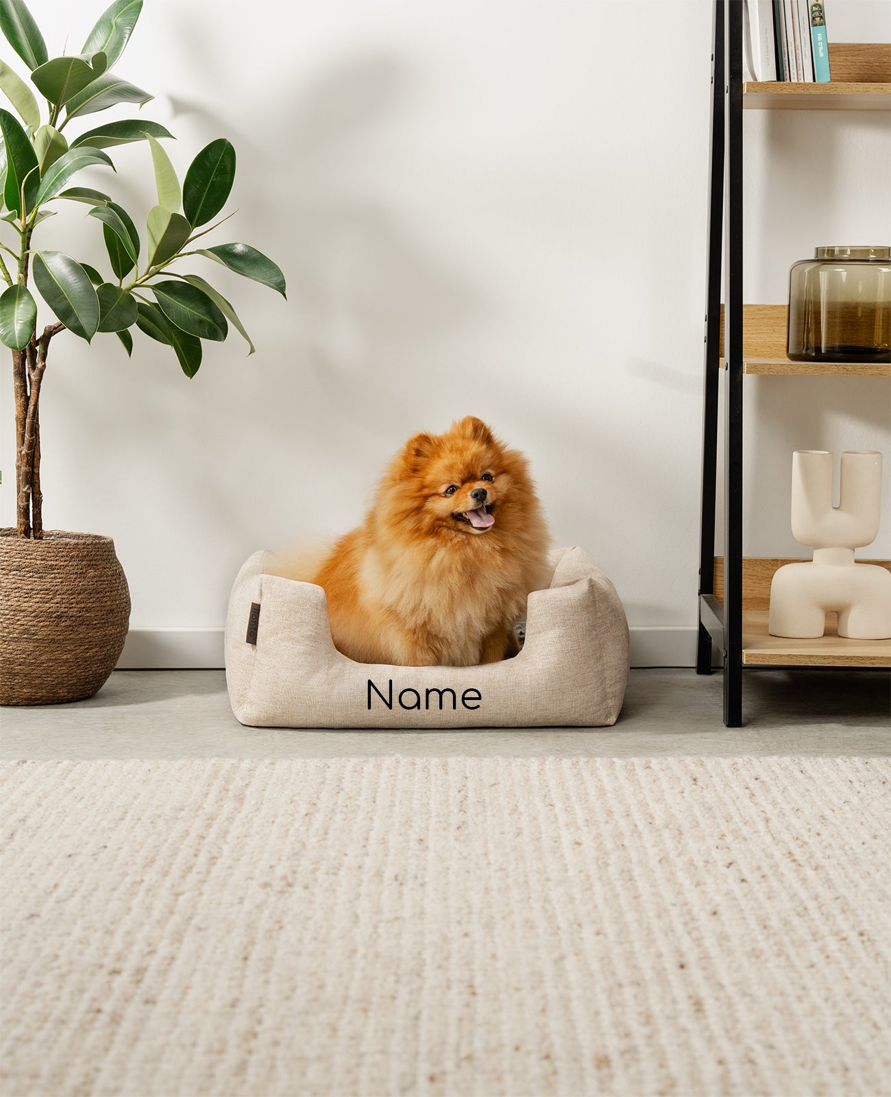 Cama para mascotas con almohada de peluche, personalizada