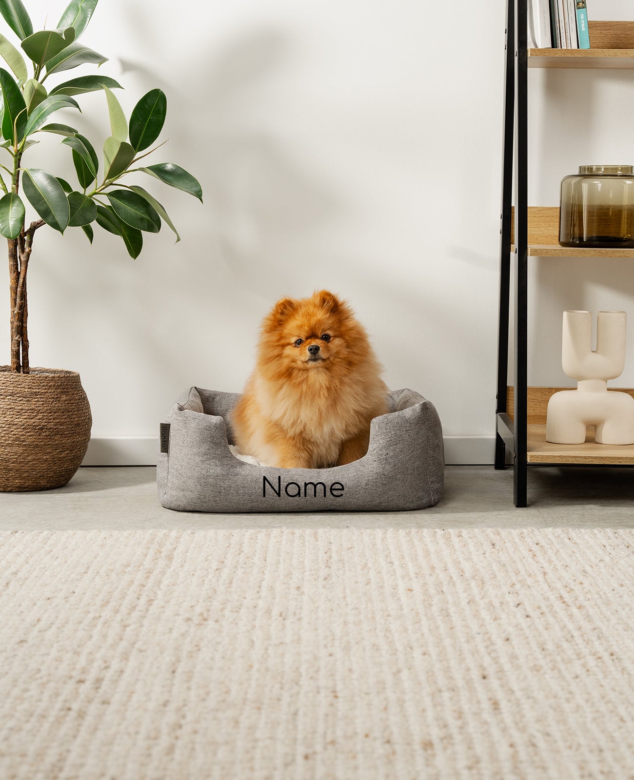 Cama para mascotas con almohada de peluche, personalizada