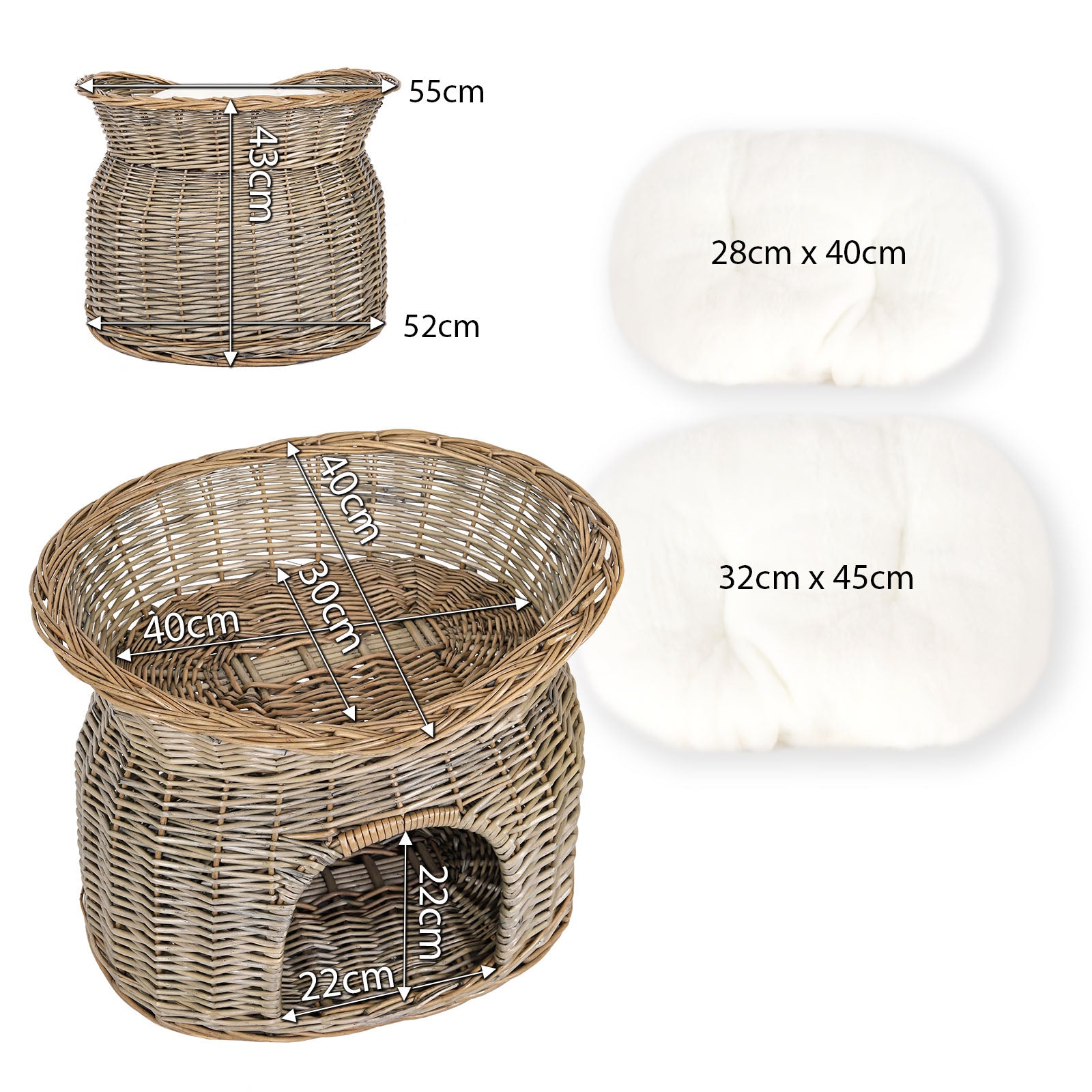 Cesta de mimbre para gatos