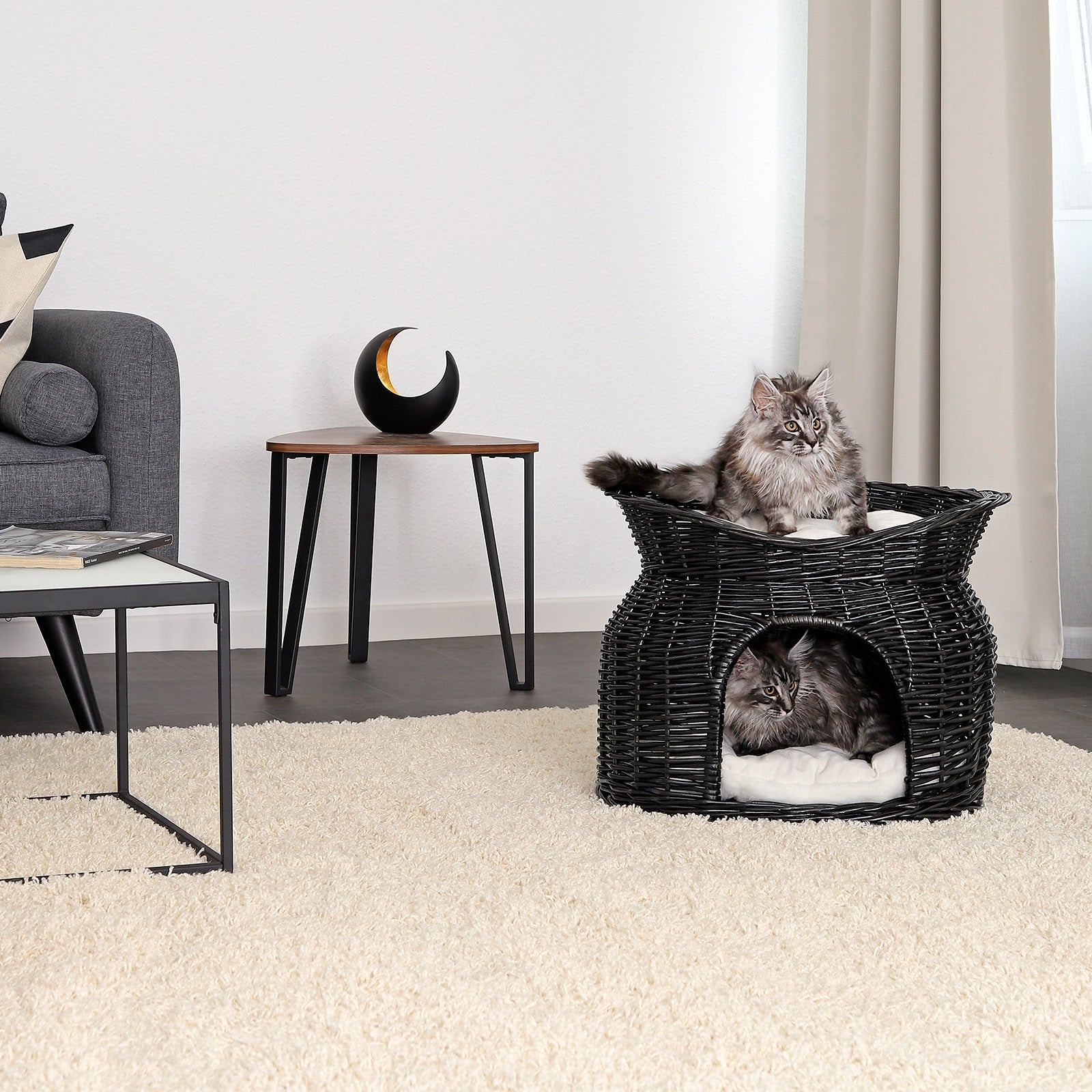 Cesta de mimbre para gatos