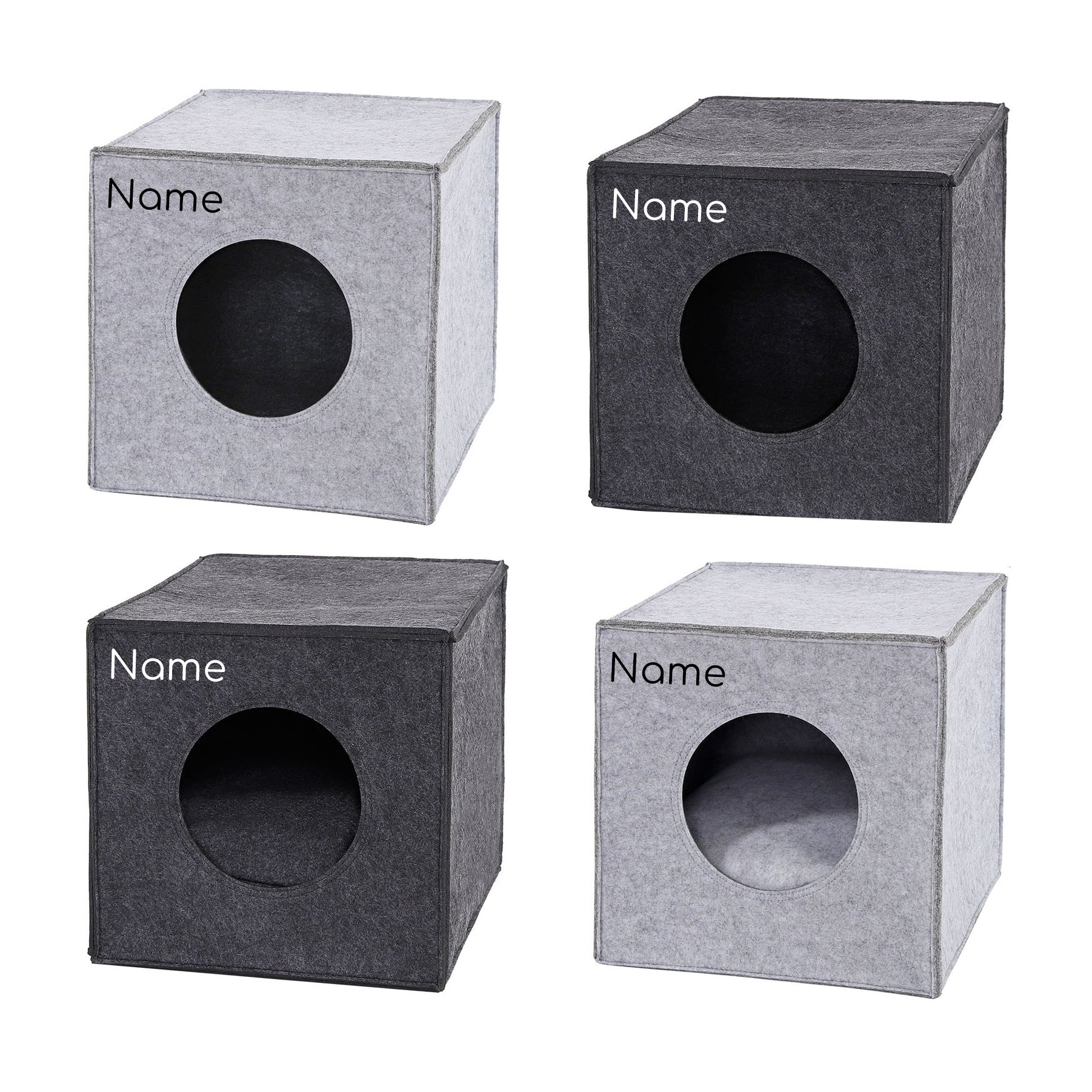 Cueva de gato de fieltro, personalizada