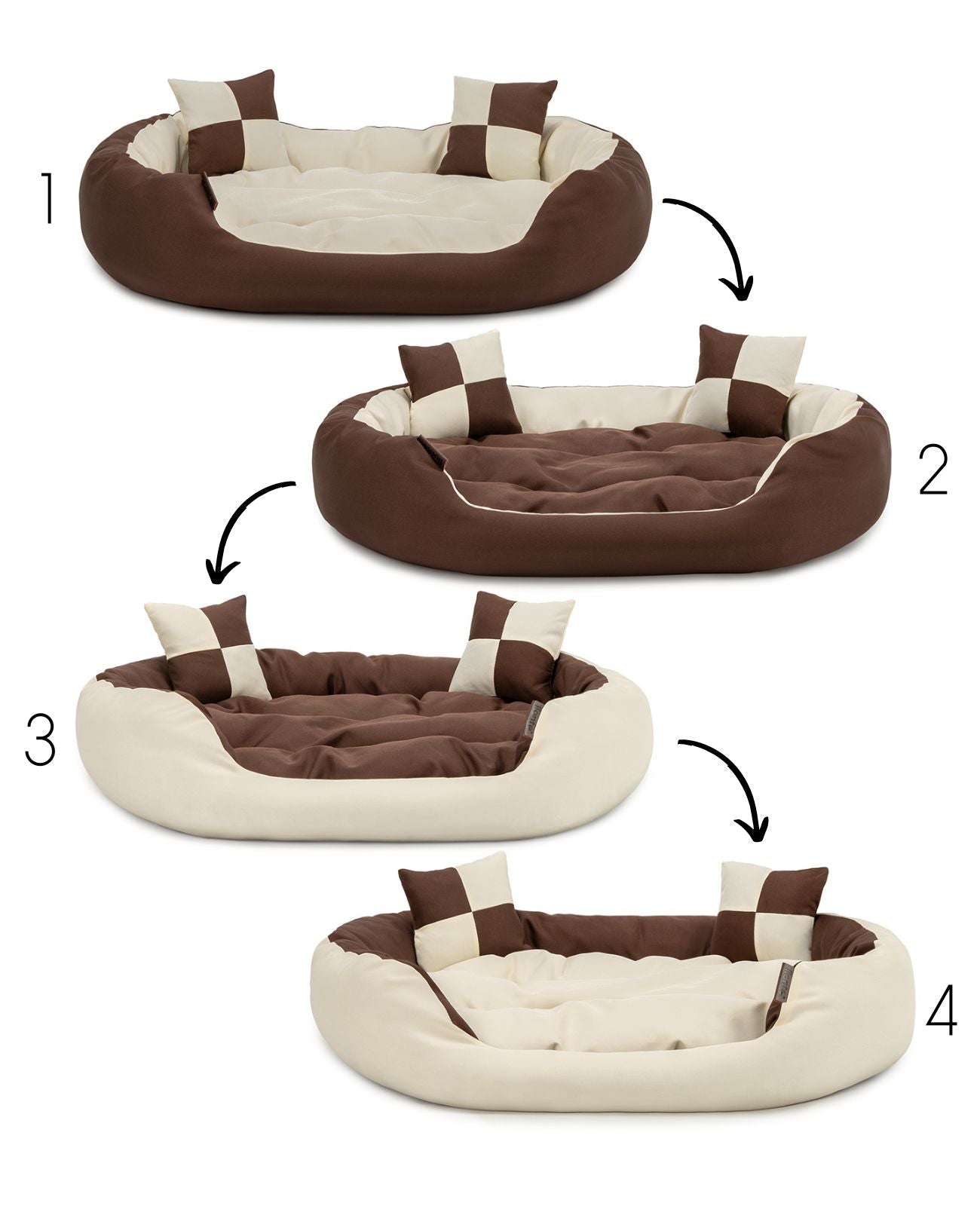 Cama para perros 4 en 1 con cojín reversible