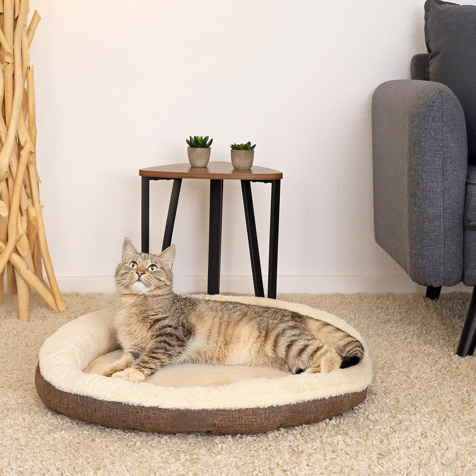 Cama para gatos con forma de donut de felpa
