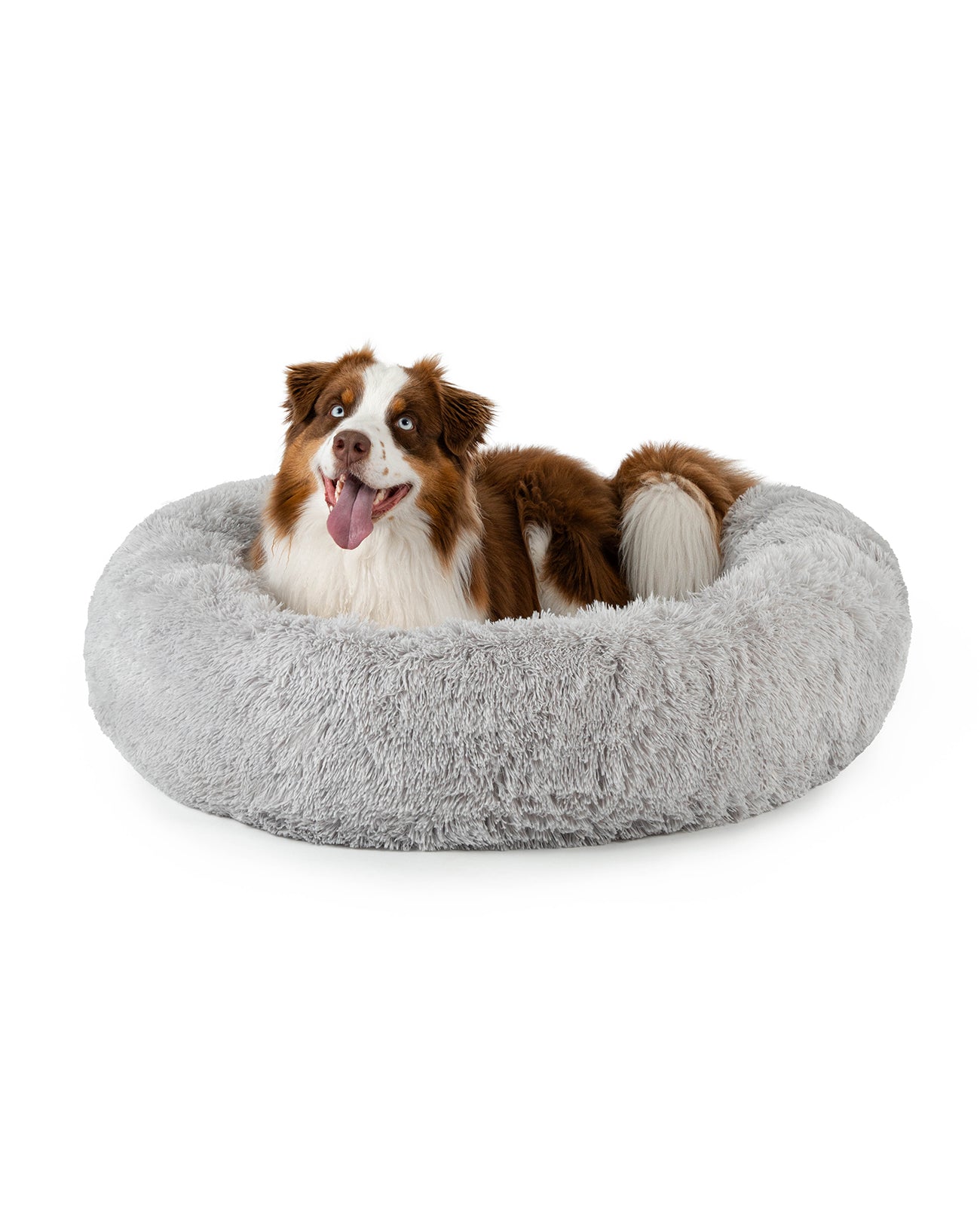 Cama para perros redonda de felpa con forma de donut