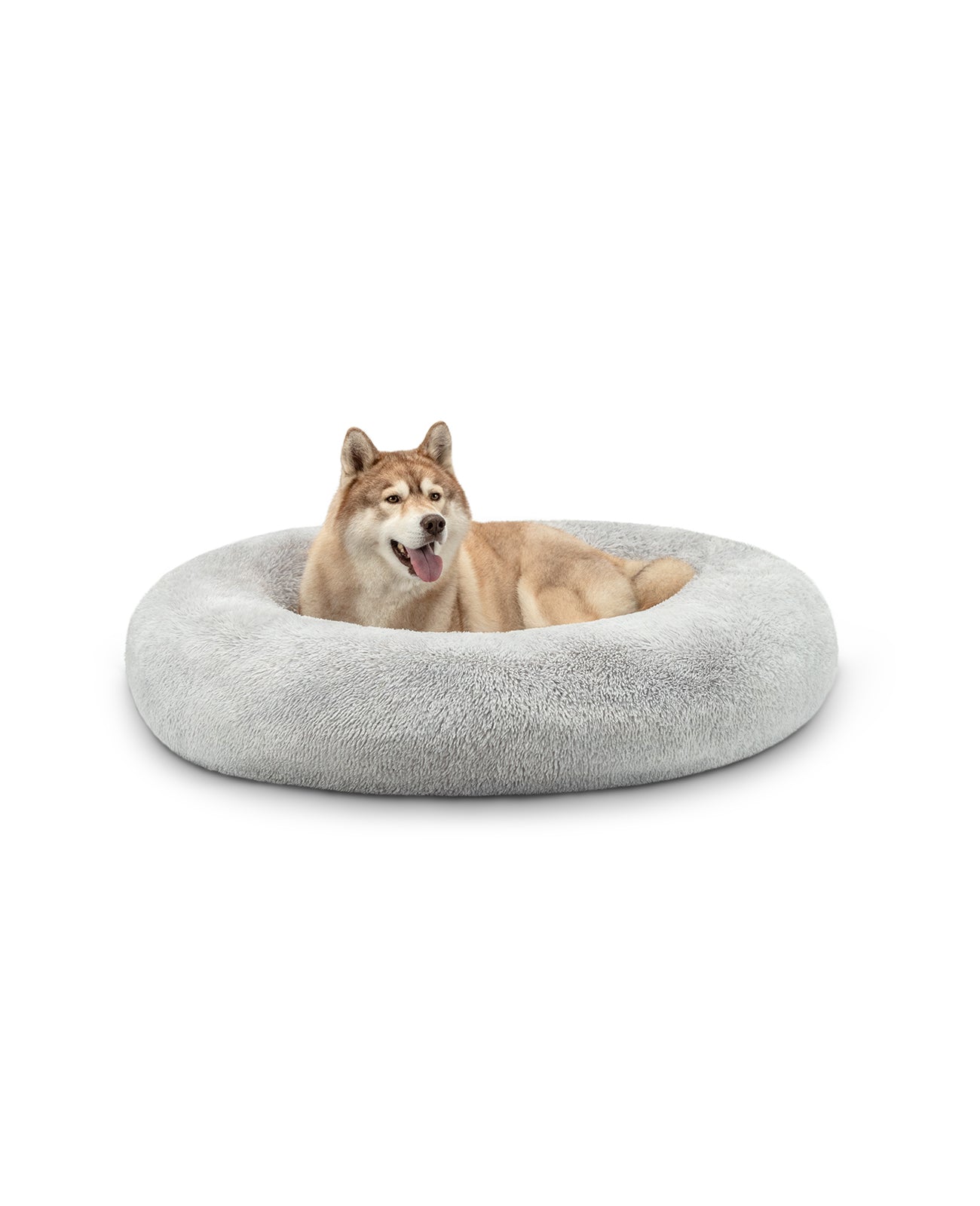 Cama para perros redonda de felpa con forma de donut