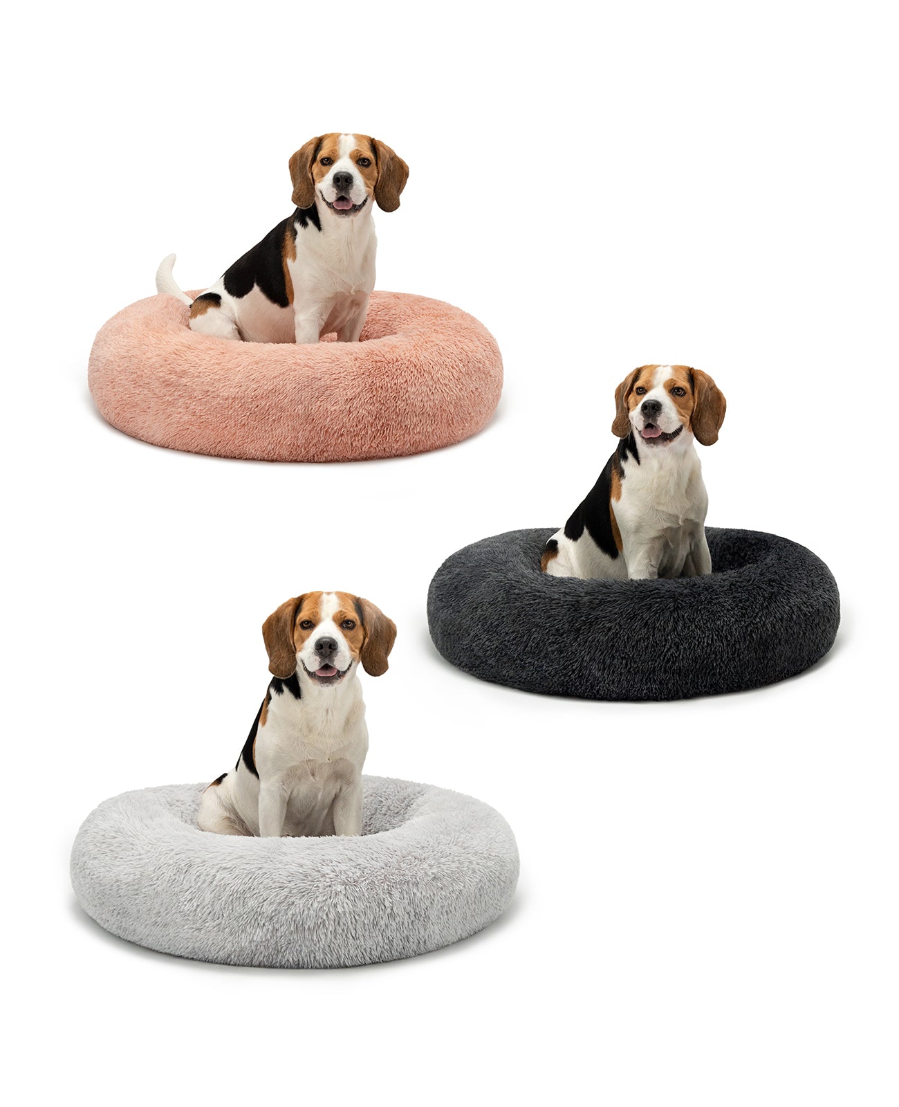Cama para perros redonda de felpa con forma de donut
