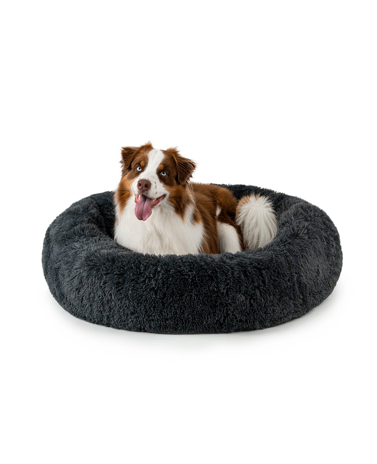Cama para perros redonda de felpa con forma de donut
