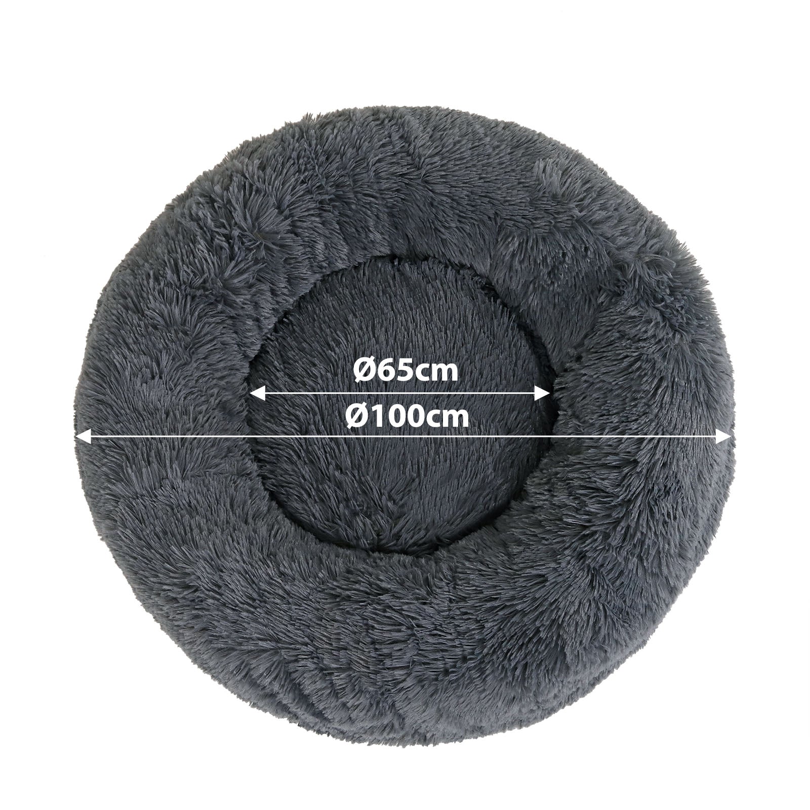 Cama para perros redonda de felpa con forma de donut
