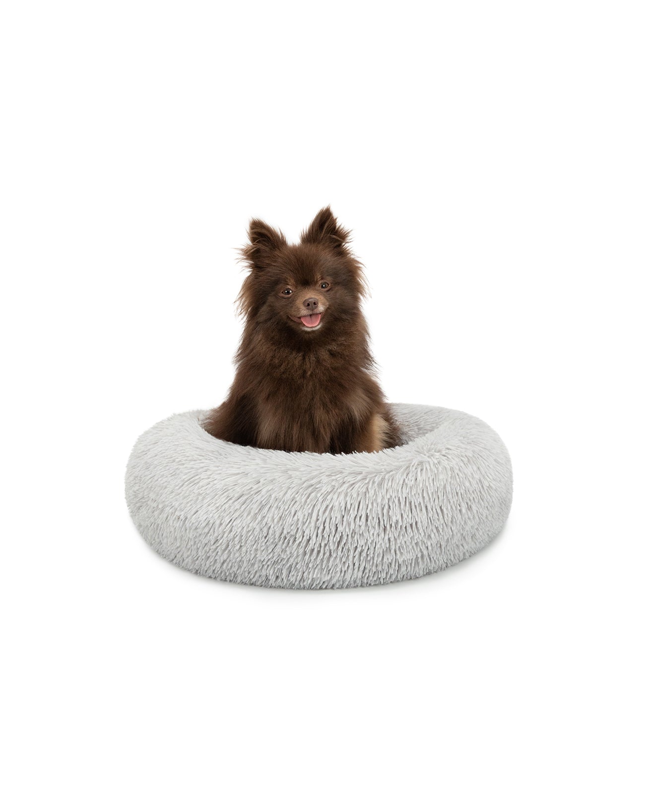 Cama para perros redonda de felpa con forma de donut