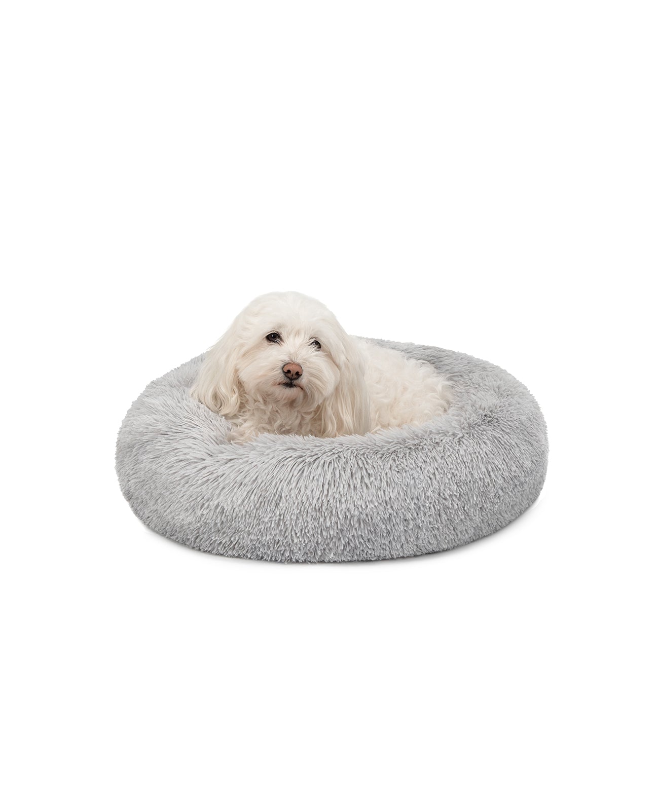 Cama para perros redonda de felpa con forma de donut