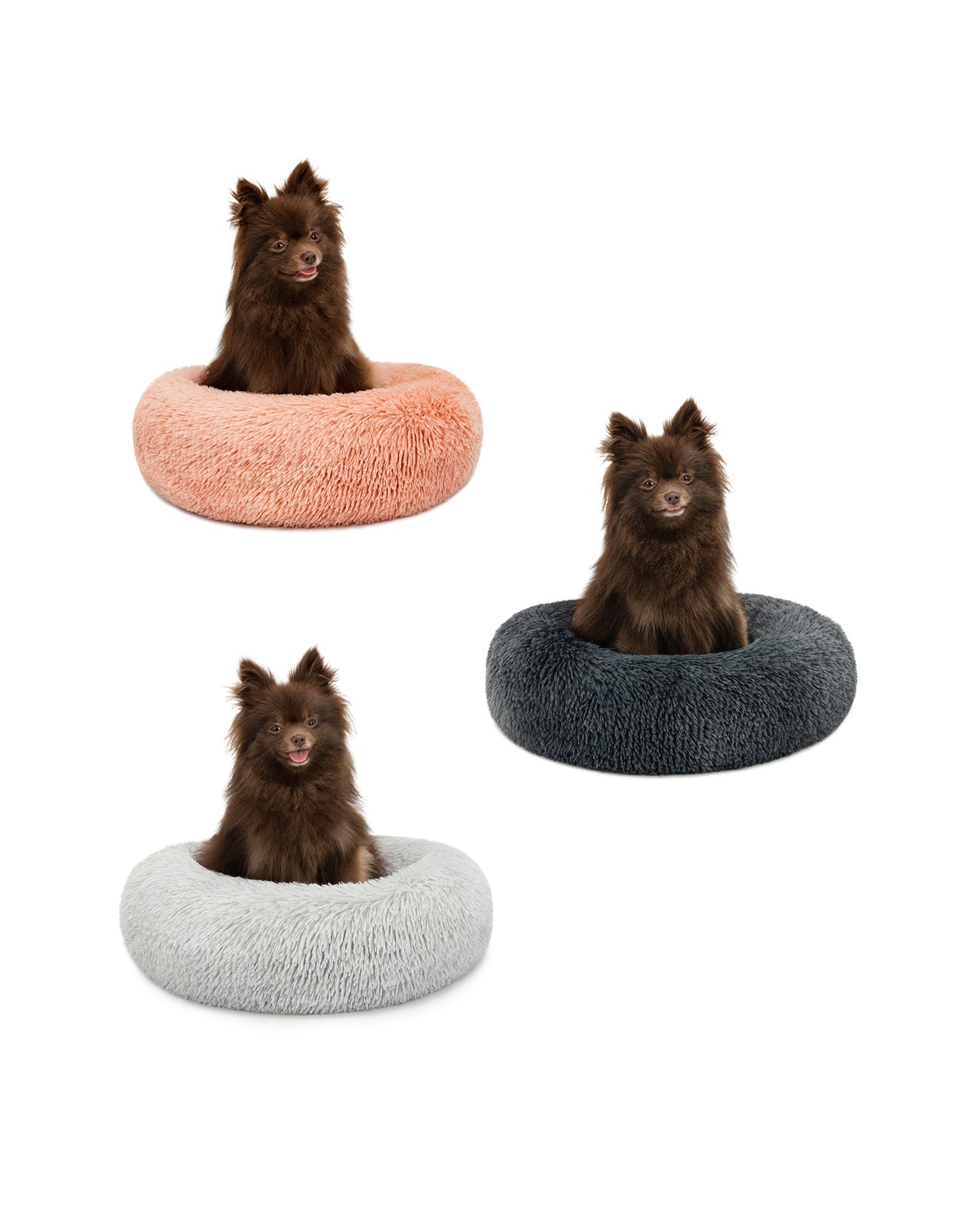 Cama para perros redonda de felpa con forma de donut