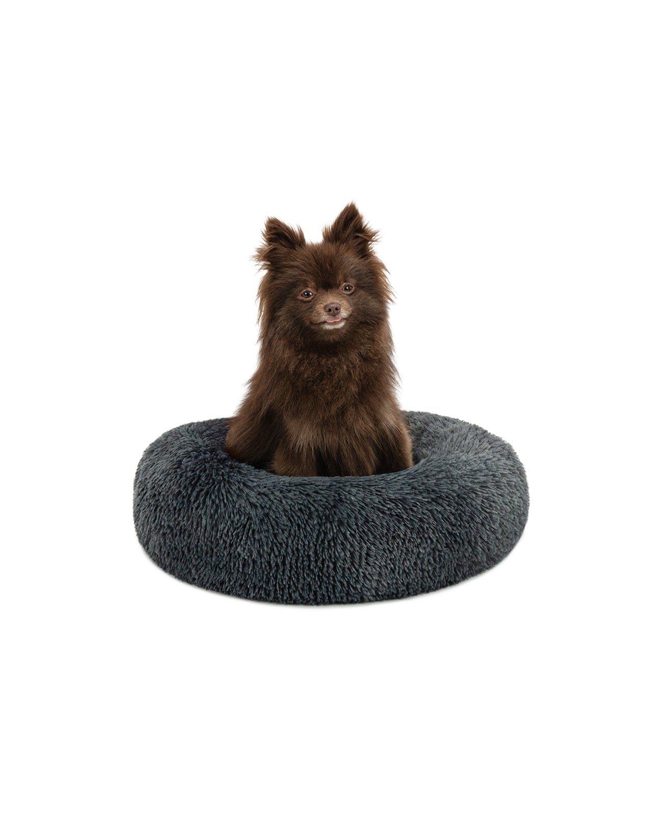 Cama para perros redonda de felpa con forma de donut