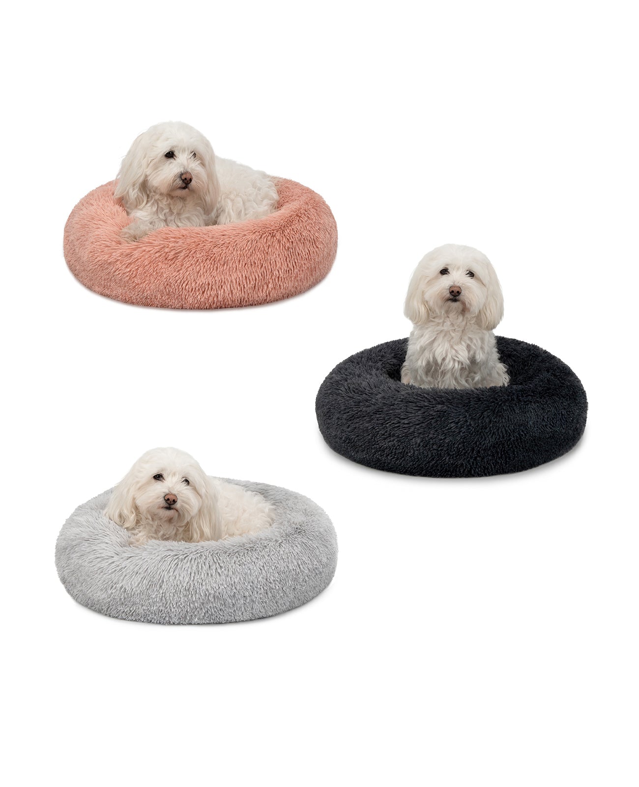 Cama para perros redonda de felpa con forma de donut