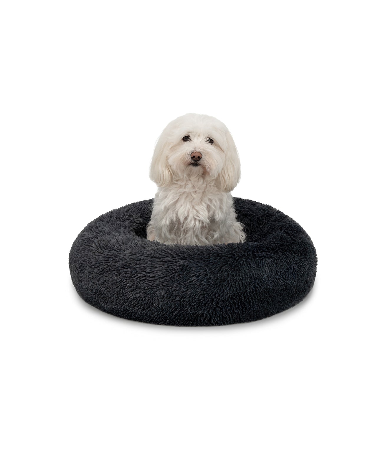 Cama para perros redonda de felpa con forma de donut