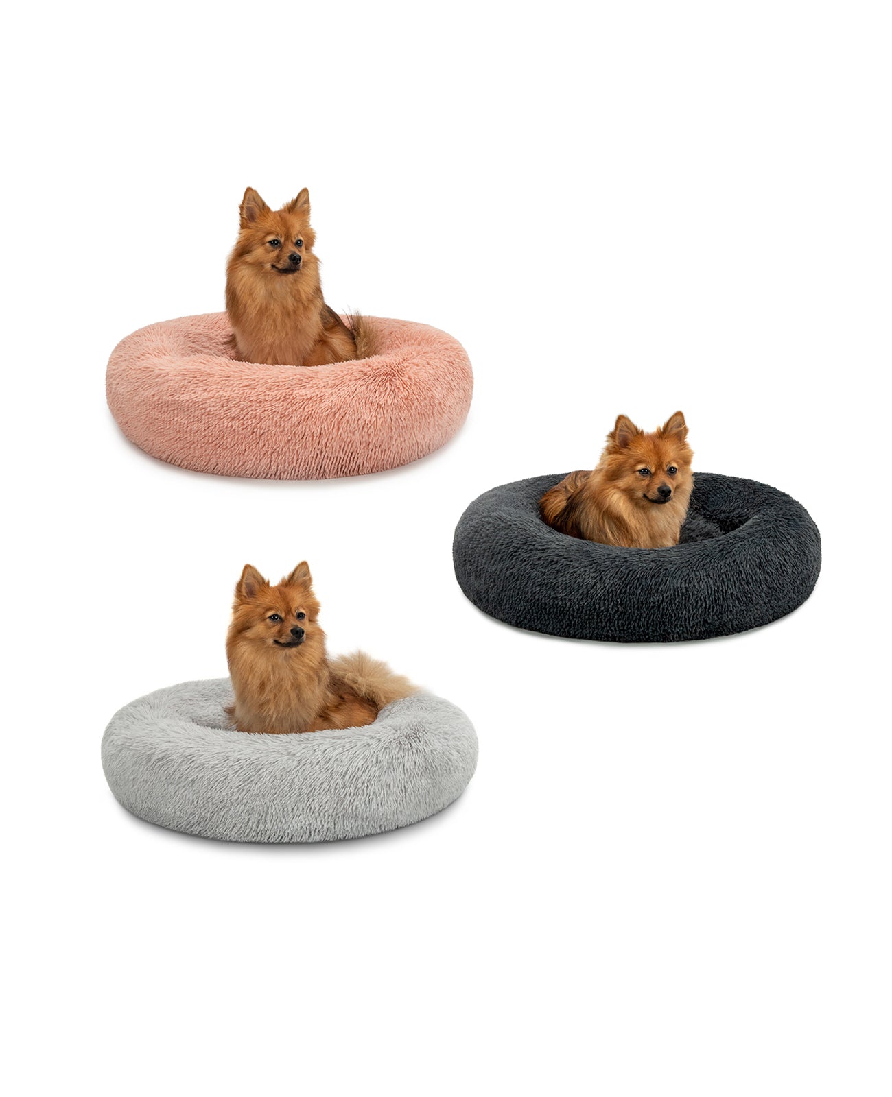 Cama para perros redonda de felpa con forma de donut