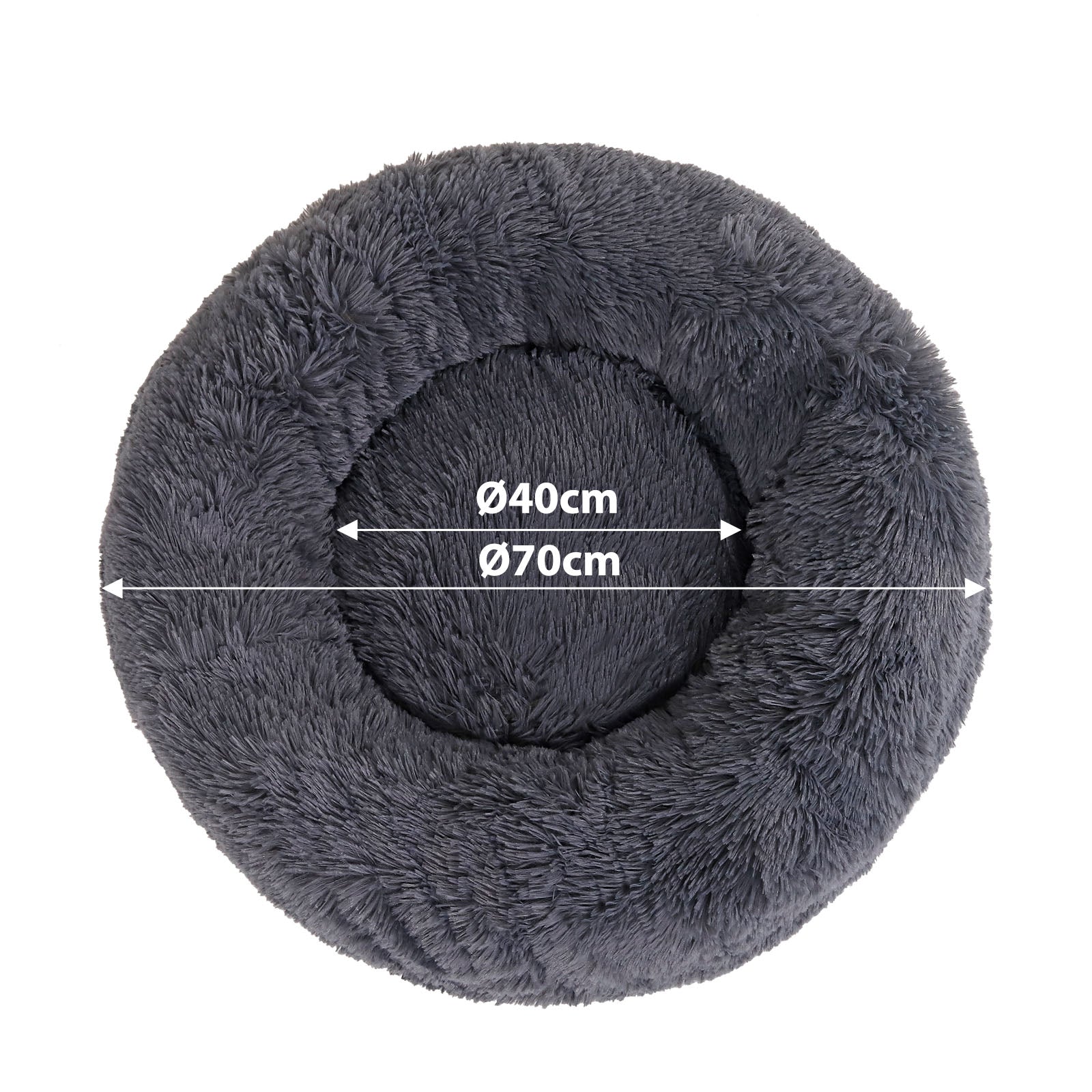 Cama para perros redonda de felpa con forma de donut