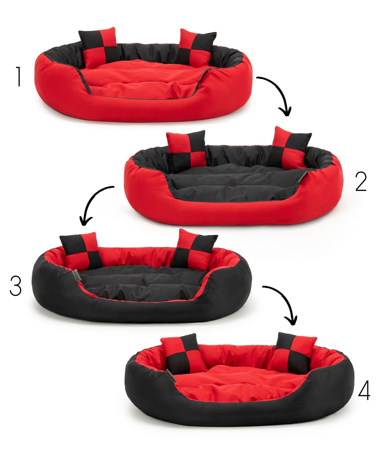 Cama para perros 4 en 1 con cojín reversible