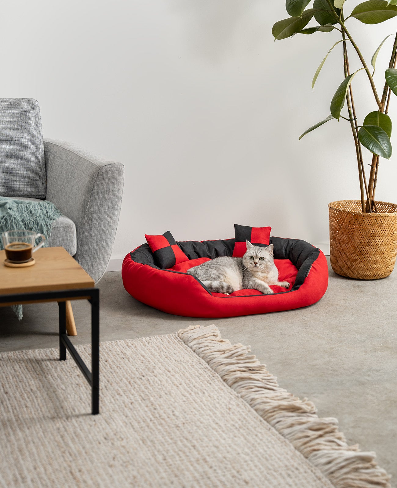Cama para gatos 4 en 1 con cojín reversible