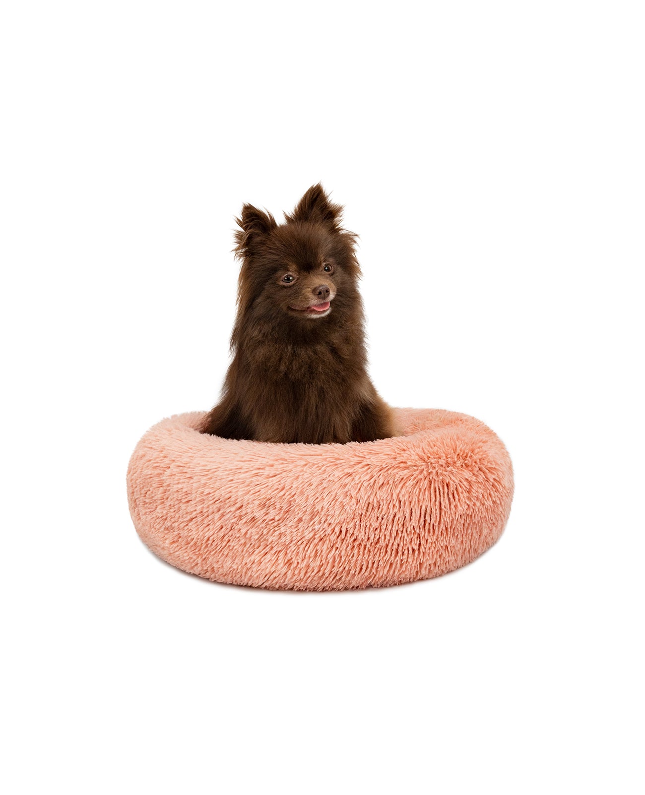 Cama para perros redonda de felpa con forma de donut