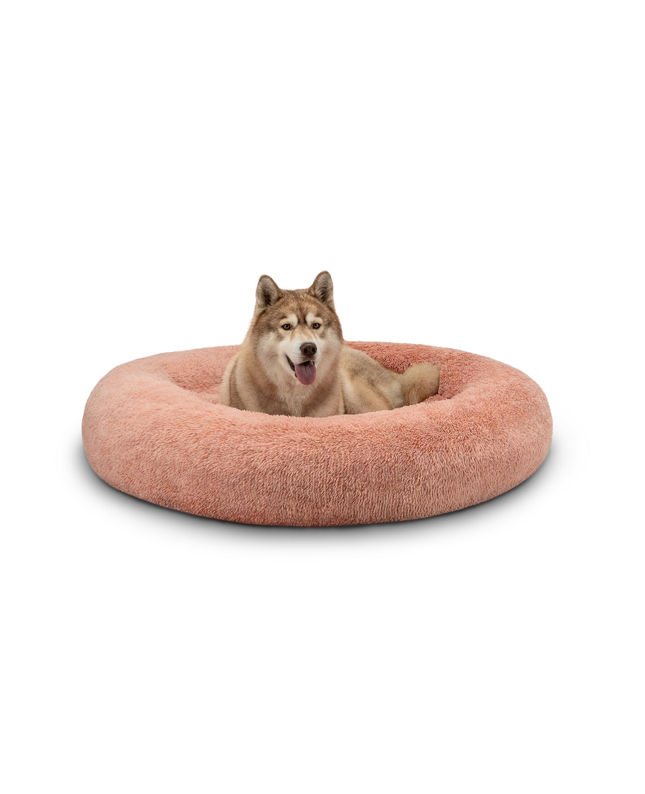 Cama para perros redonda de felpa con forma de donut