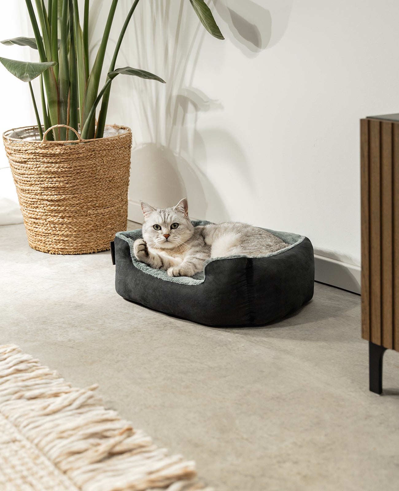 Cama para gatos con cojín reversible