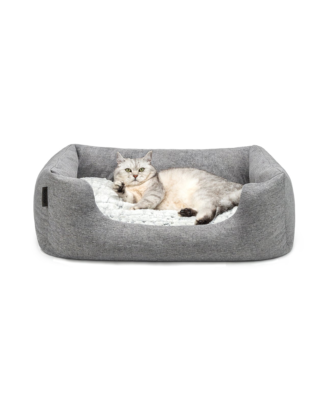 Cama para gatos con cojín reversible y tejido exterior moteado