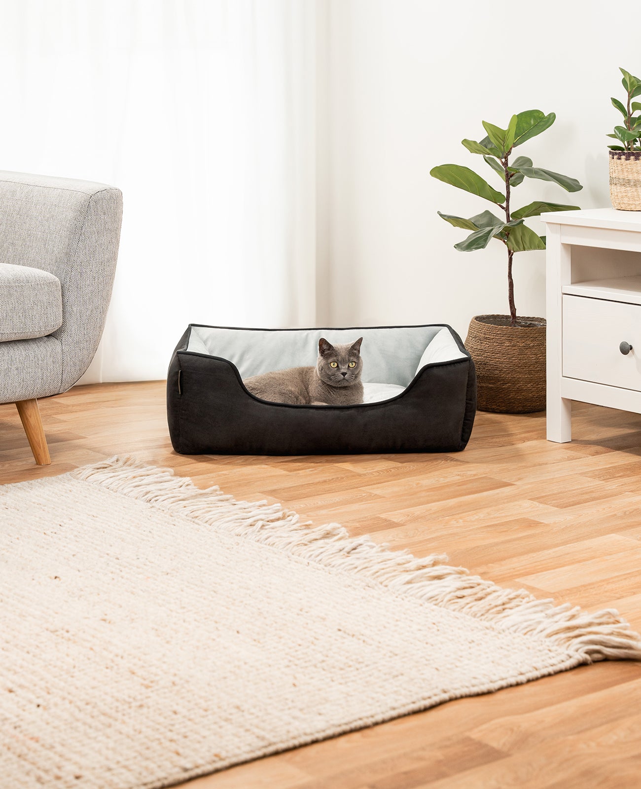 Cama para gatos 2 en 1 con aspecto de ante