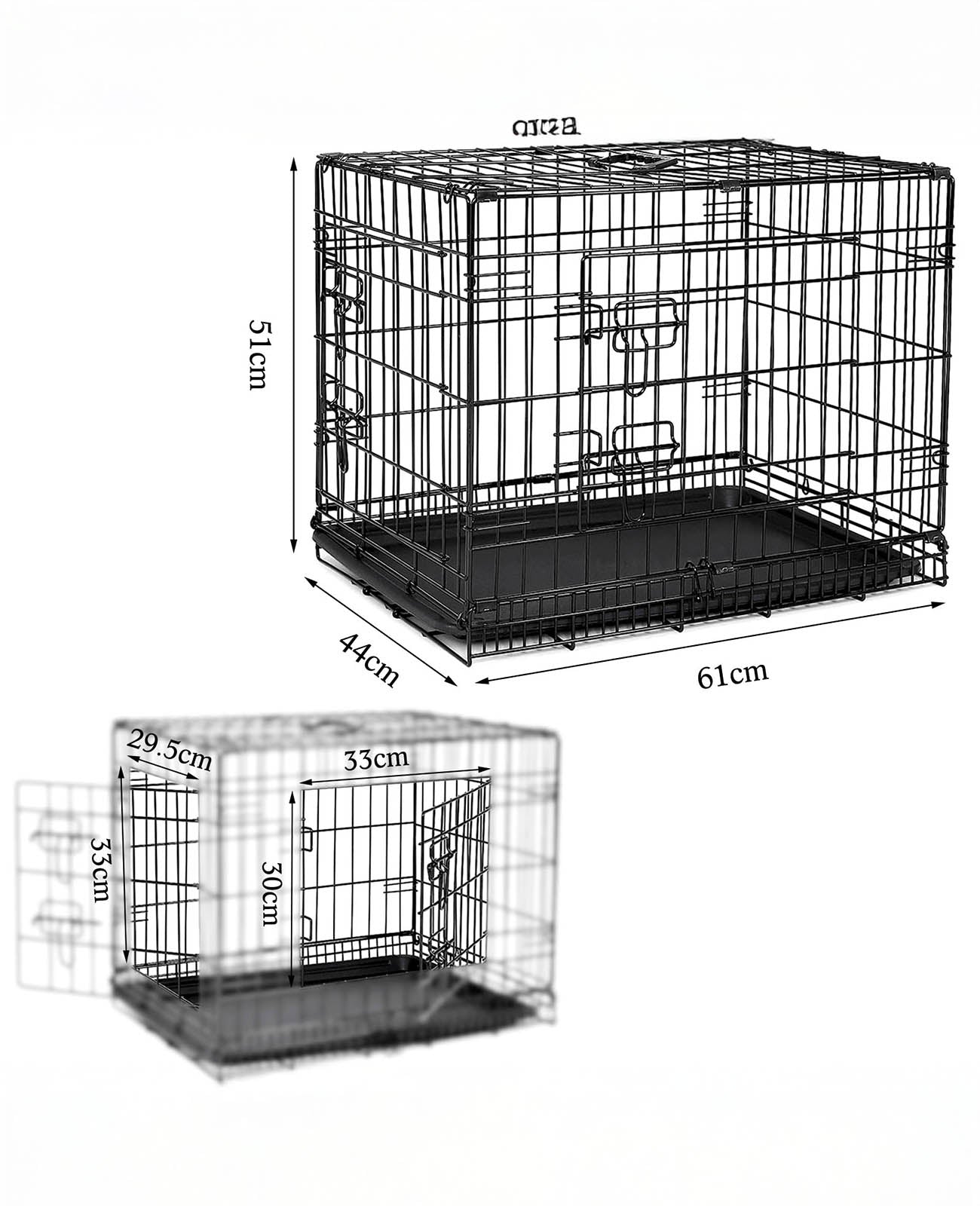 Jaula de transporte para perros con bandeja base