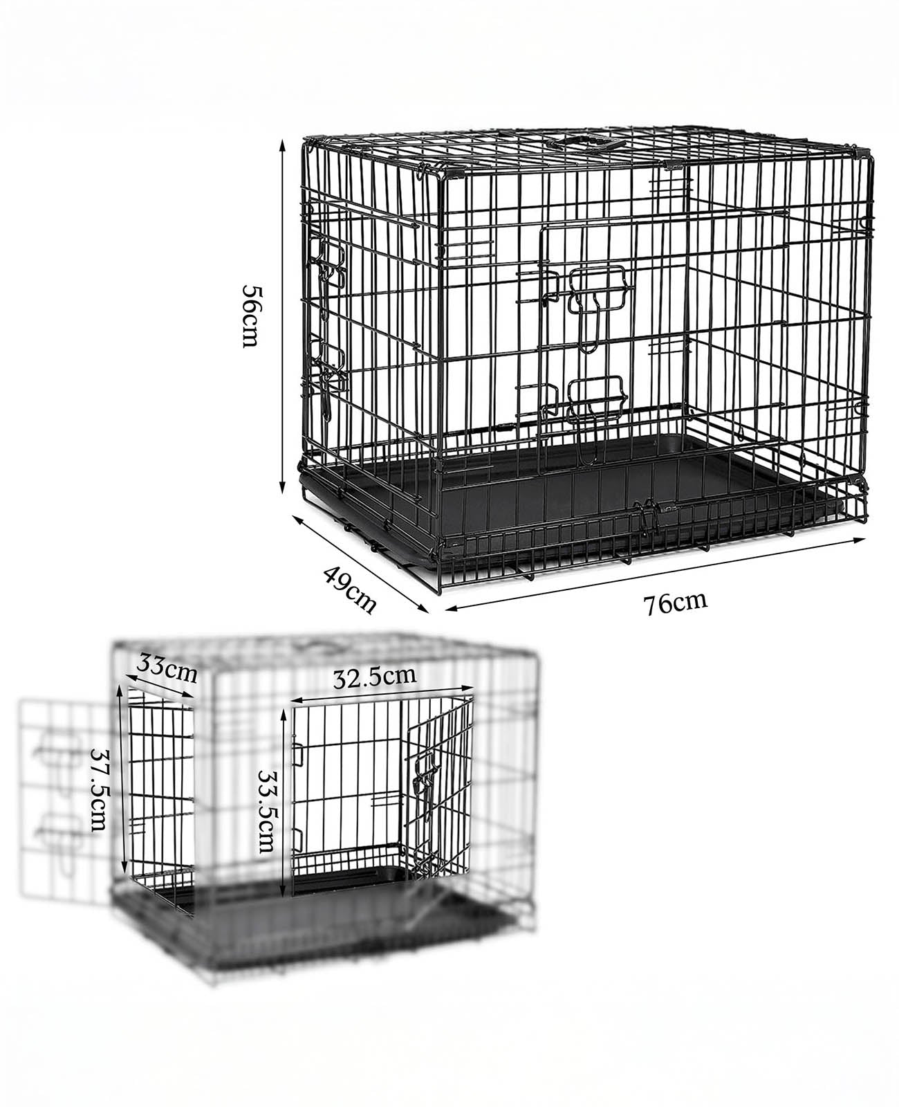Jaula de transporte para perros con bandeja base