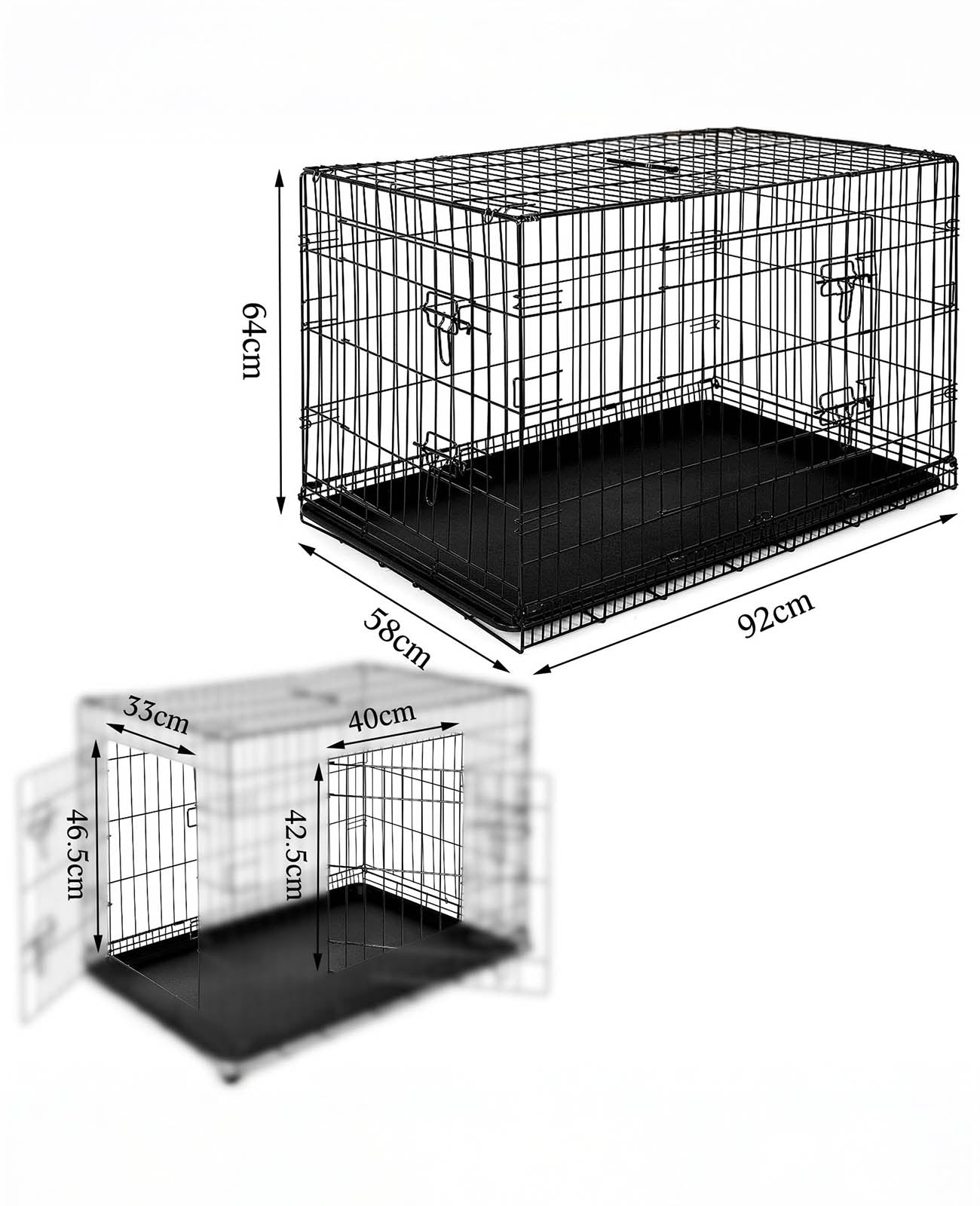 Jaula de transporte para perros con bandeja base