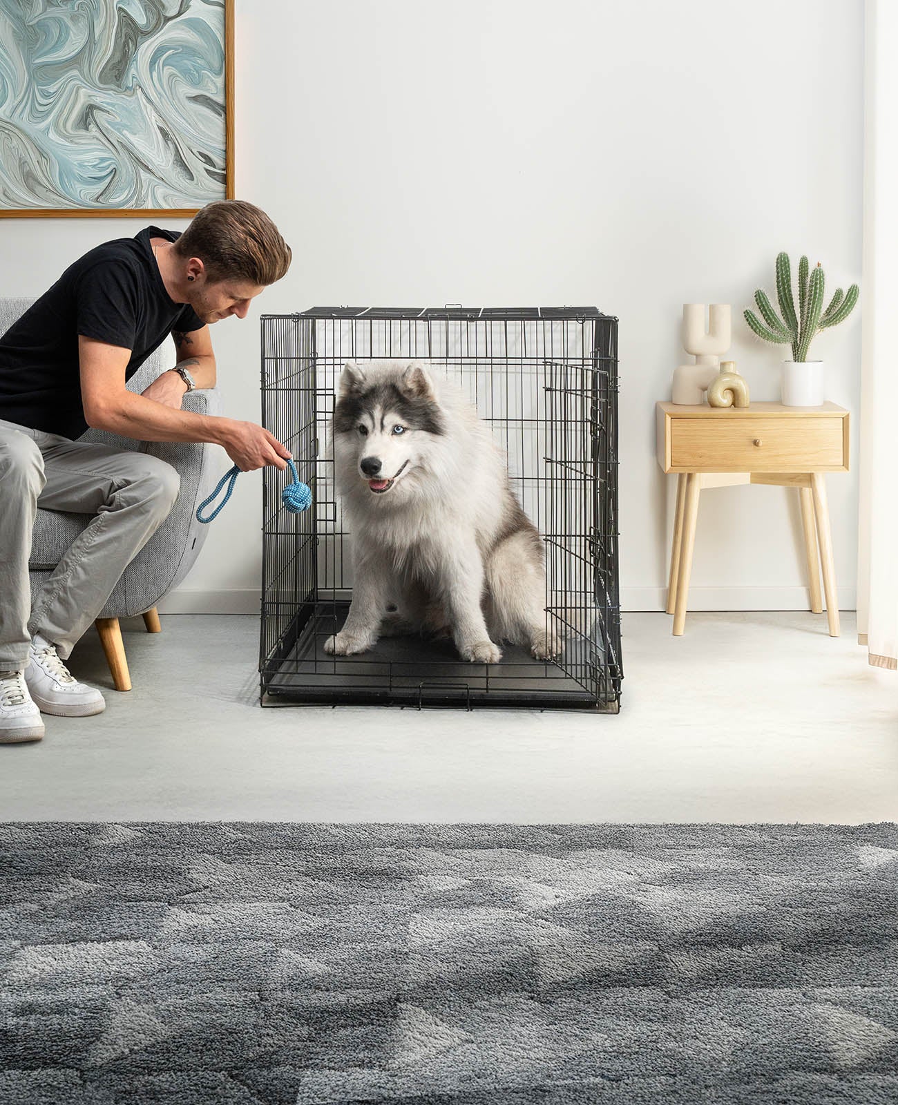 Jaula de transporte para perros con bandeja base