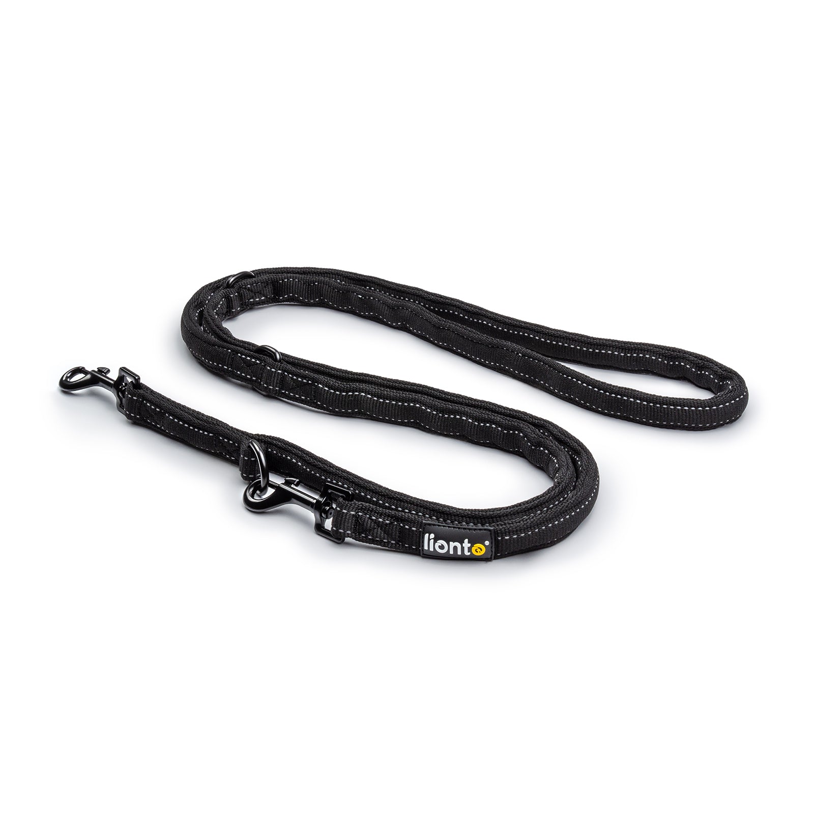 reflektierende Hundleine aus wetterfestem Nylon mit Edelstahlkarabinerhaken in schwarz