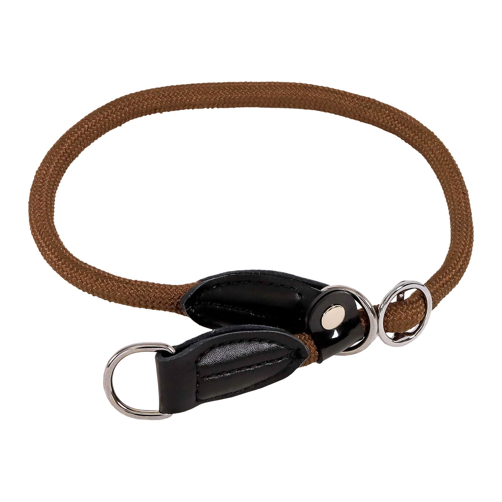 Retrieverhalsband mit Zugstopp aus Nylon in braun