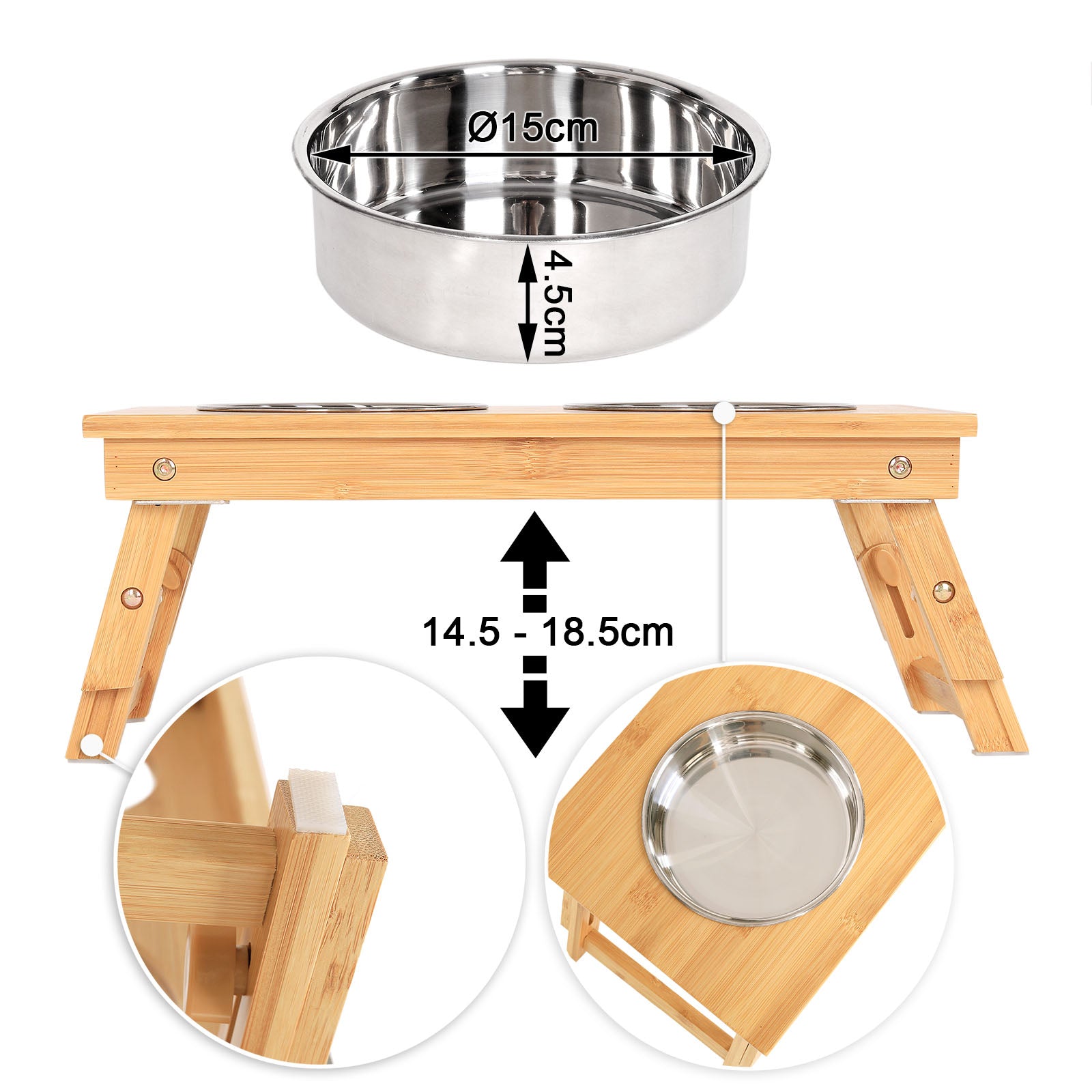 Comedero de bambú para gatos